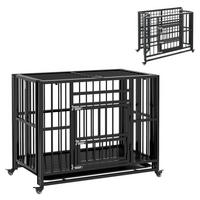 PawHut Hunde-Zubehör schwarz Edelstahl B/H/L: ca. 58x94x78 cm Hundekäfig - schwarz (78,00/58,00/94,00cm) - PawHut
