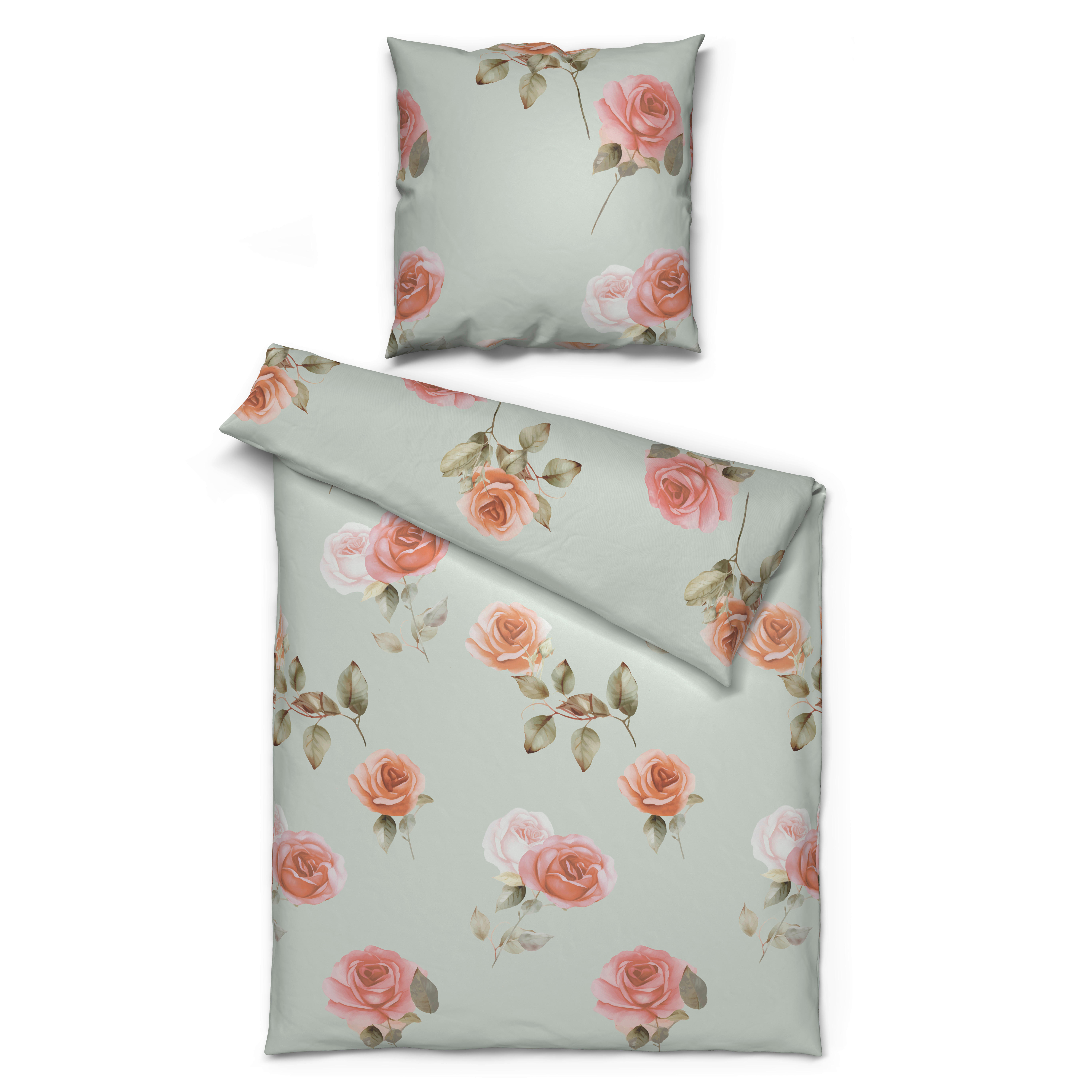 Microfaser Bettwäsche Bettwäsche_Microfaser Rosen - silber/rosa (135,00/200,00cm)