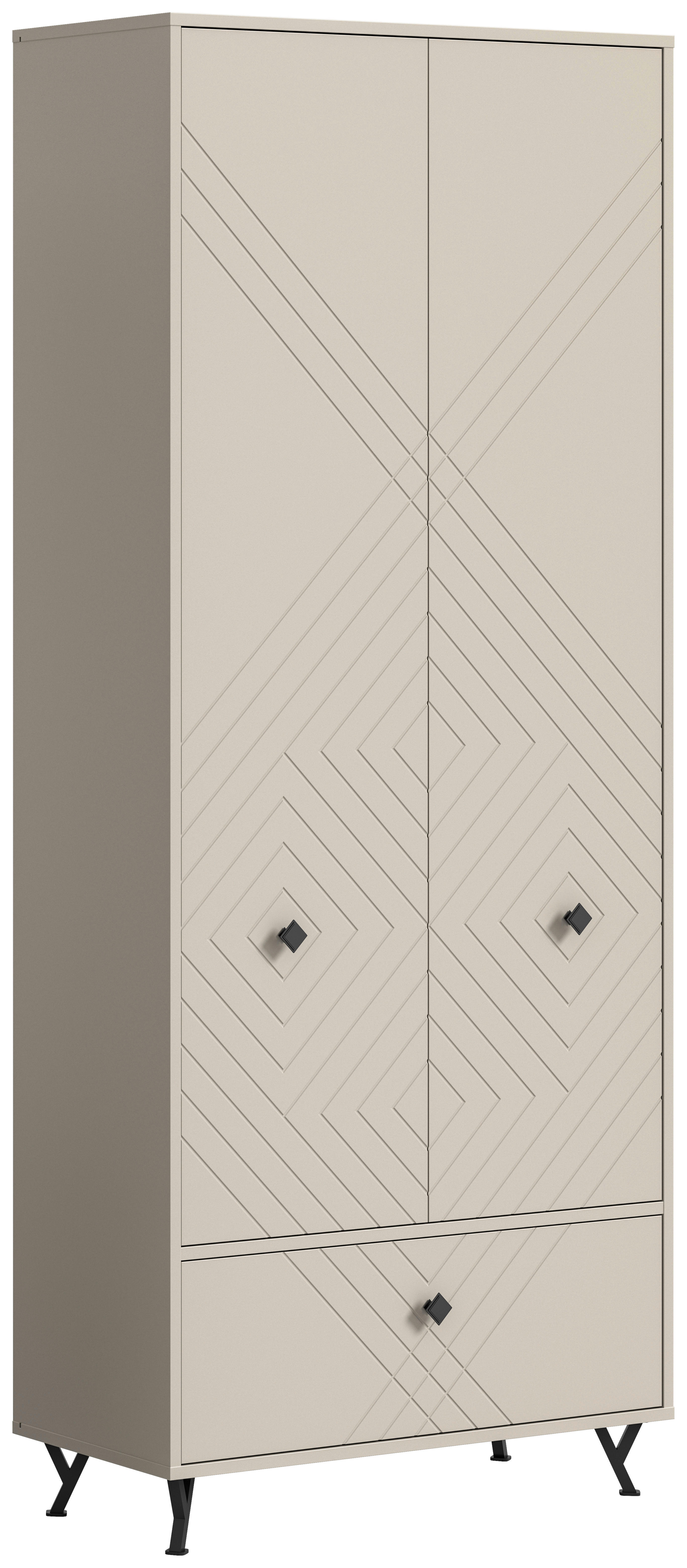 Garderobenschrank NOTES sandbeige sandbeige matt B/H/T: ca. 80x190x35 cm NOTES - sandbeige (80,00/190,00/35,00cm) - xonox.home