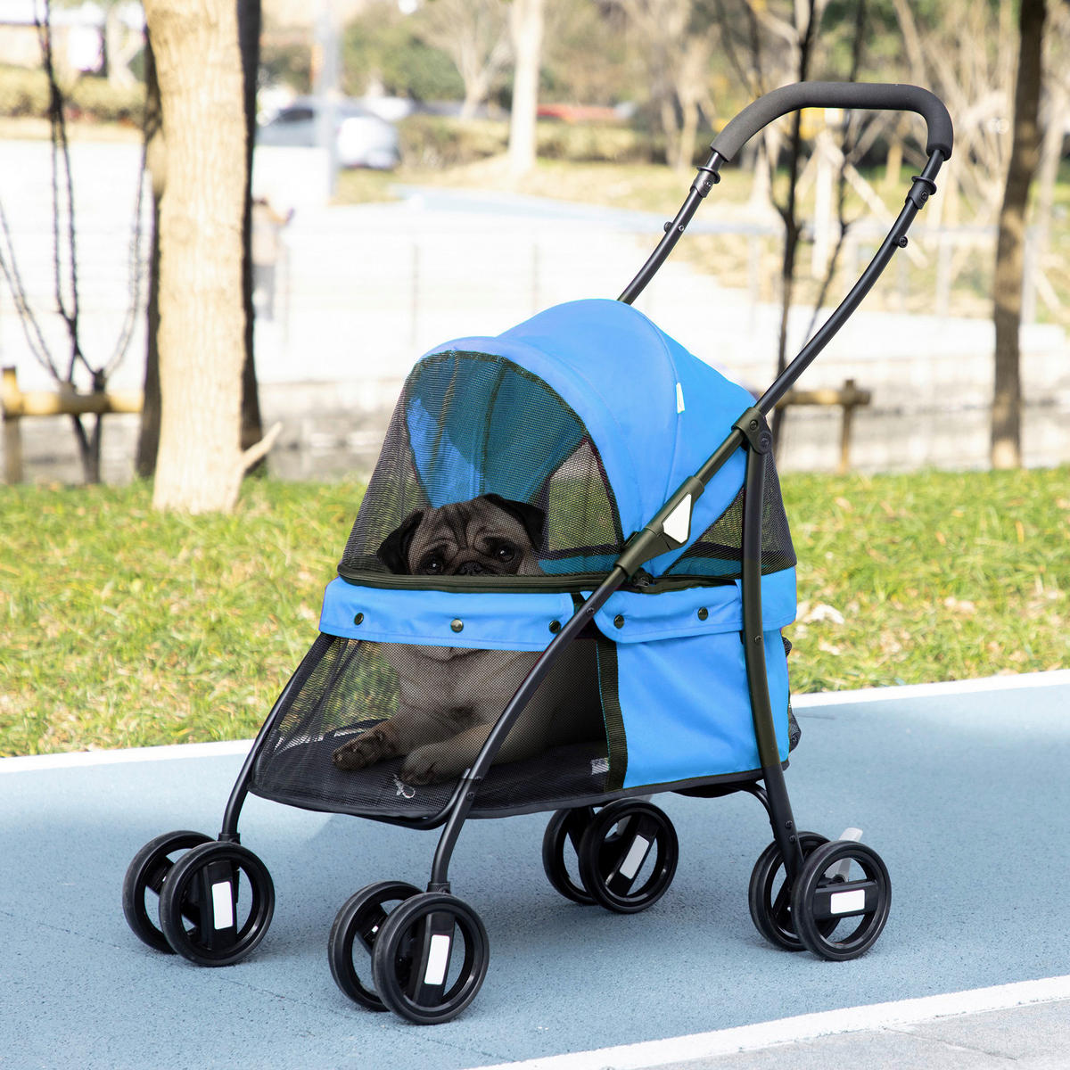 PawHut Hundebuggy blau Polyester-Mischgewebe B/H/L: ca. 47x97x82 cm Hundebuggy - blau (82,00/47,00/97,00cm) - PawHut