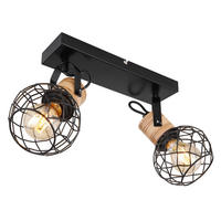 GLOBO Spot schwarz Metall B/H/T: ca. 12x20x29 cm E27 2 Brennstellen LACKY - schwarz (12,00/20,00/29,00cm) - GLOBO