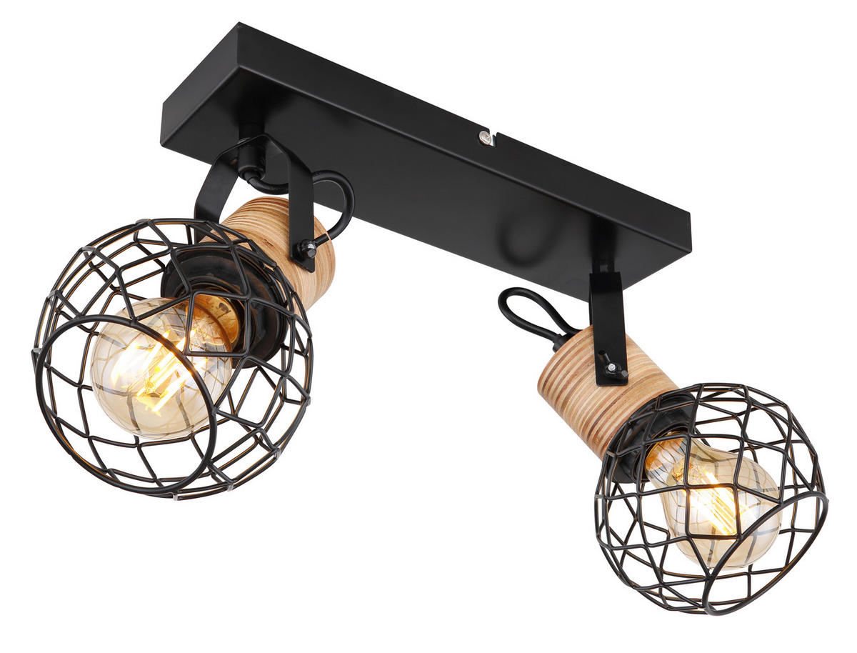 GLOBO Spot schwarz Metall B/H/T: ca. 12x20x29 cm E27 2 Brennstellen LACKY - schwarz (12,00/20,00/29,00cm) - GLOBO