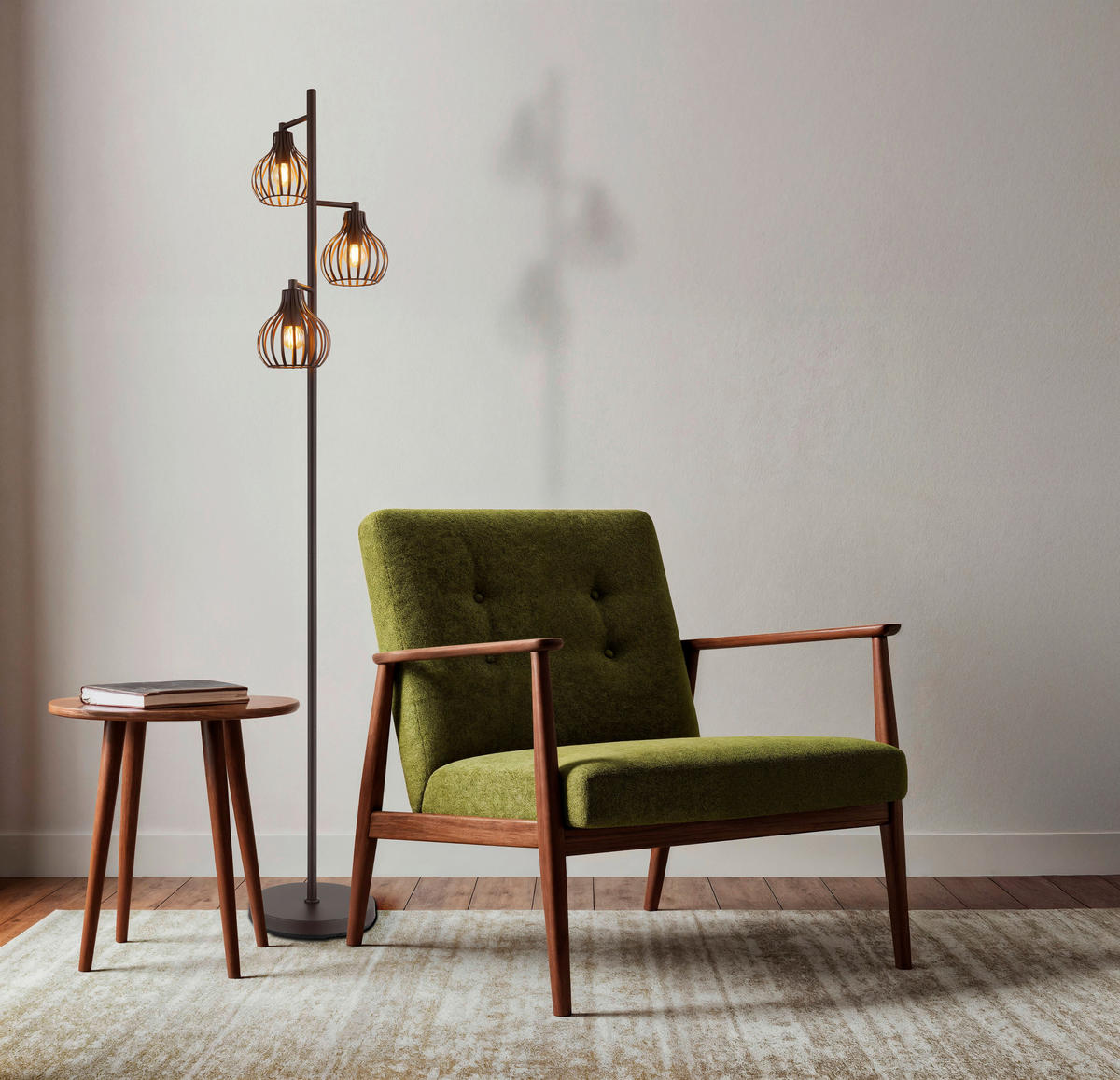 GLOBO Stehleuchte rostfarbig Metall H/D: ca. 161x31 cm E14 3 Brennstellen MATEO - rostfarbig (31,00/161,00cm) - GLOBO