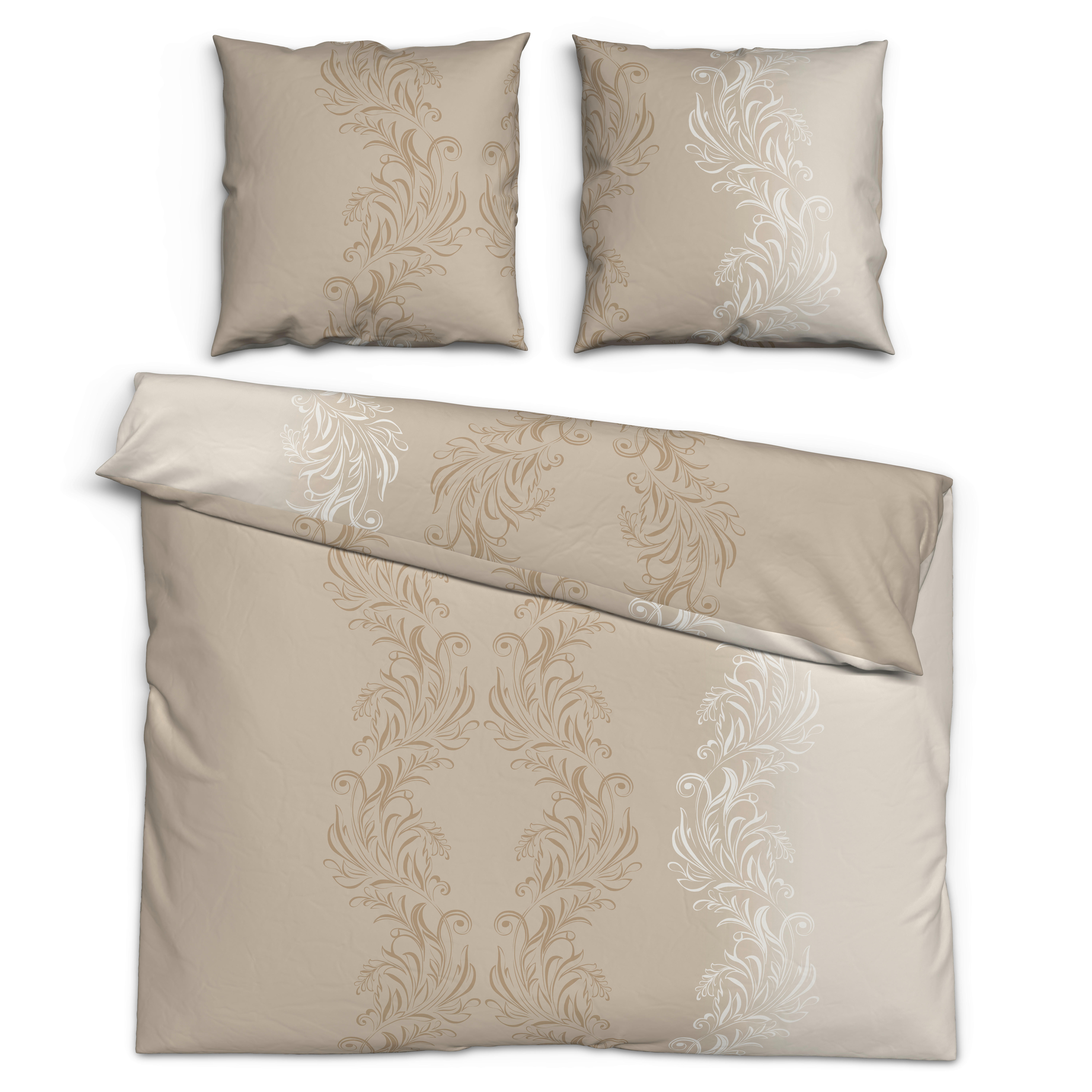 Baumwoll Bettwäsche Biber Bettwäsche_Biber_Catharina 200x200 - sand/taupe (200,00/200,00cm) - beau rêve