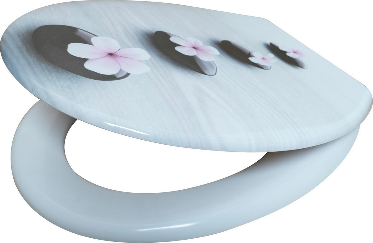 WC-Sitz weiß grau Duroplast WC-Sitz_Zen-Flower Duroplast - weiß/grau