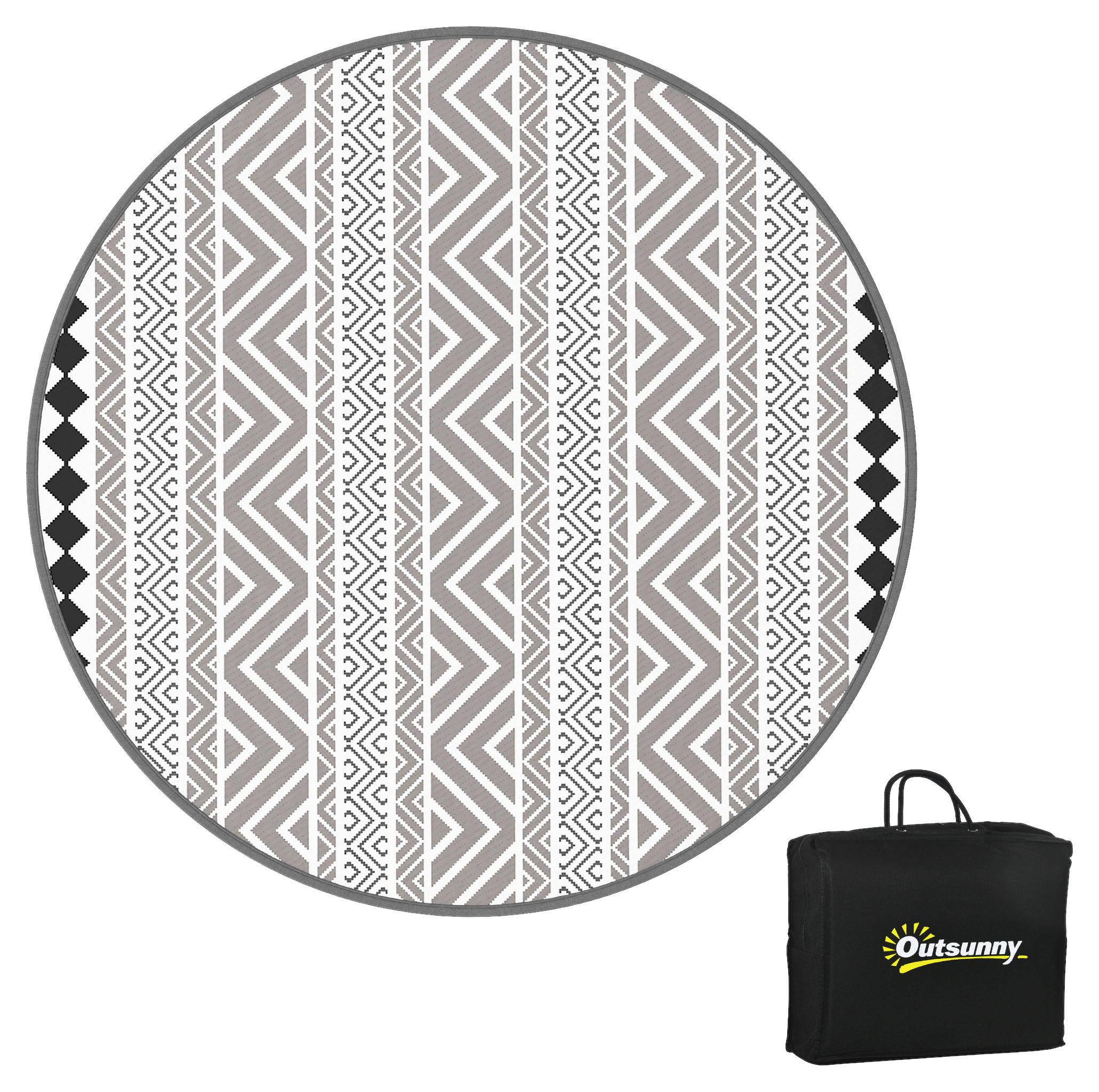 Outsunny Outdoor-Teppich grau B/H/L: ca. 180x180x0,3 cm Outdoor-Teppich - schwarz/grau (0,30/180,00/180,00cm) - Outsunny