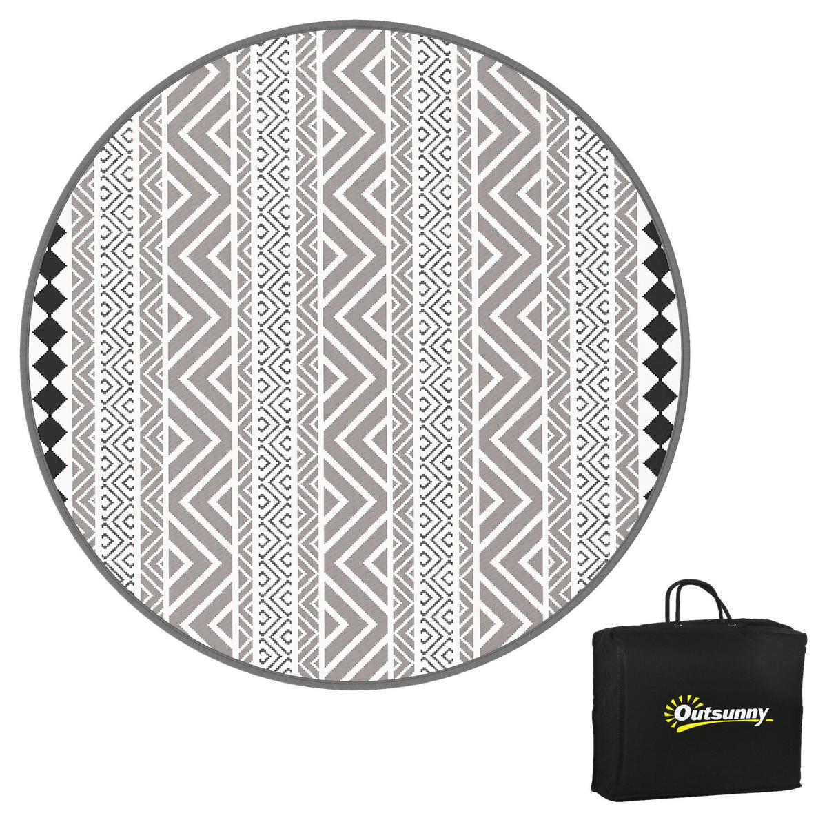 Outsunny Outdoor-Teppich grau B/H/L: ca. 180x180x0,3 cm Outdoor-Teppich - schwarz/grau (0,30/180,00/180,00cm) - Outsunny