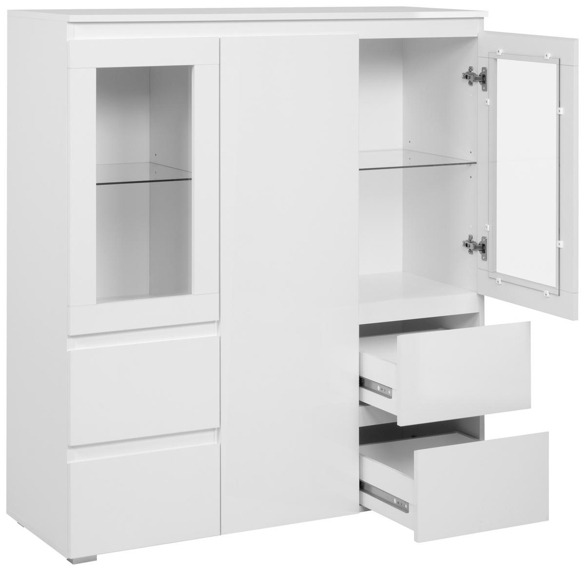 Highboard Capetown weiß weiß glänzend B/H/T: ca. 116x126x40 cm Capetown - weiß (116,00/126,00/40,00cm)
