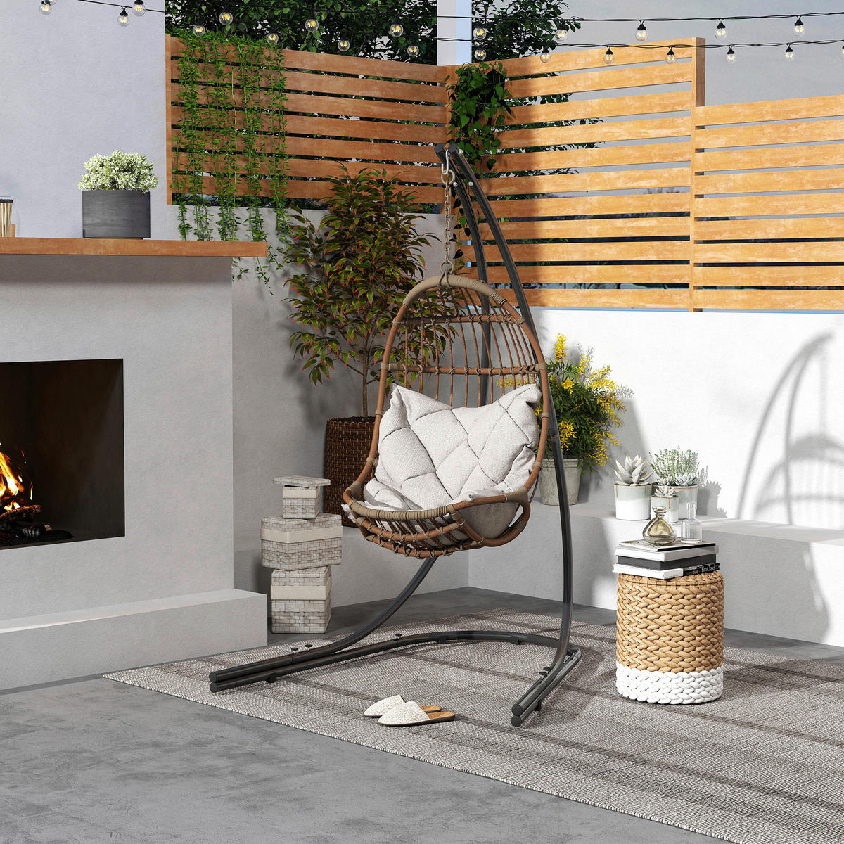 Outsunny Hängesesselgestell schwarz Metall B/H/L: ca. 134x221x154 cm Hängesesselgestell - schwarz (154,00/134,00/221,00cm) - Outsunny