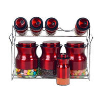 SCHÄFER Gewürzregal rot Edelstahl Gewürzregal_8tlg. - rot - SCHÄFER