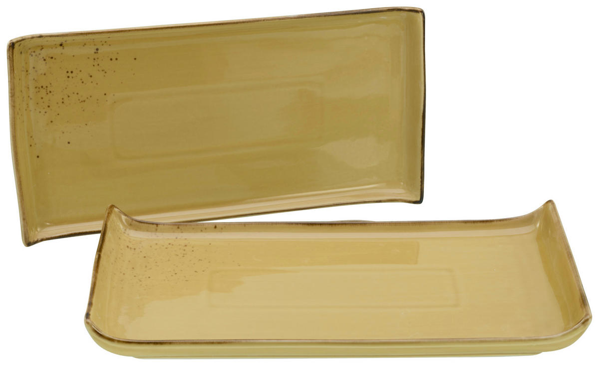 CreaTable Servierplatte NATURE COLLECTION curry Steinzeug B/L: ca. 165x33 cm NATURE COLLECTION - curry (165,00/33,00cm) - CreaTable