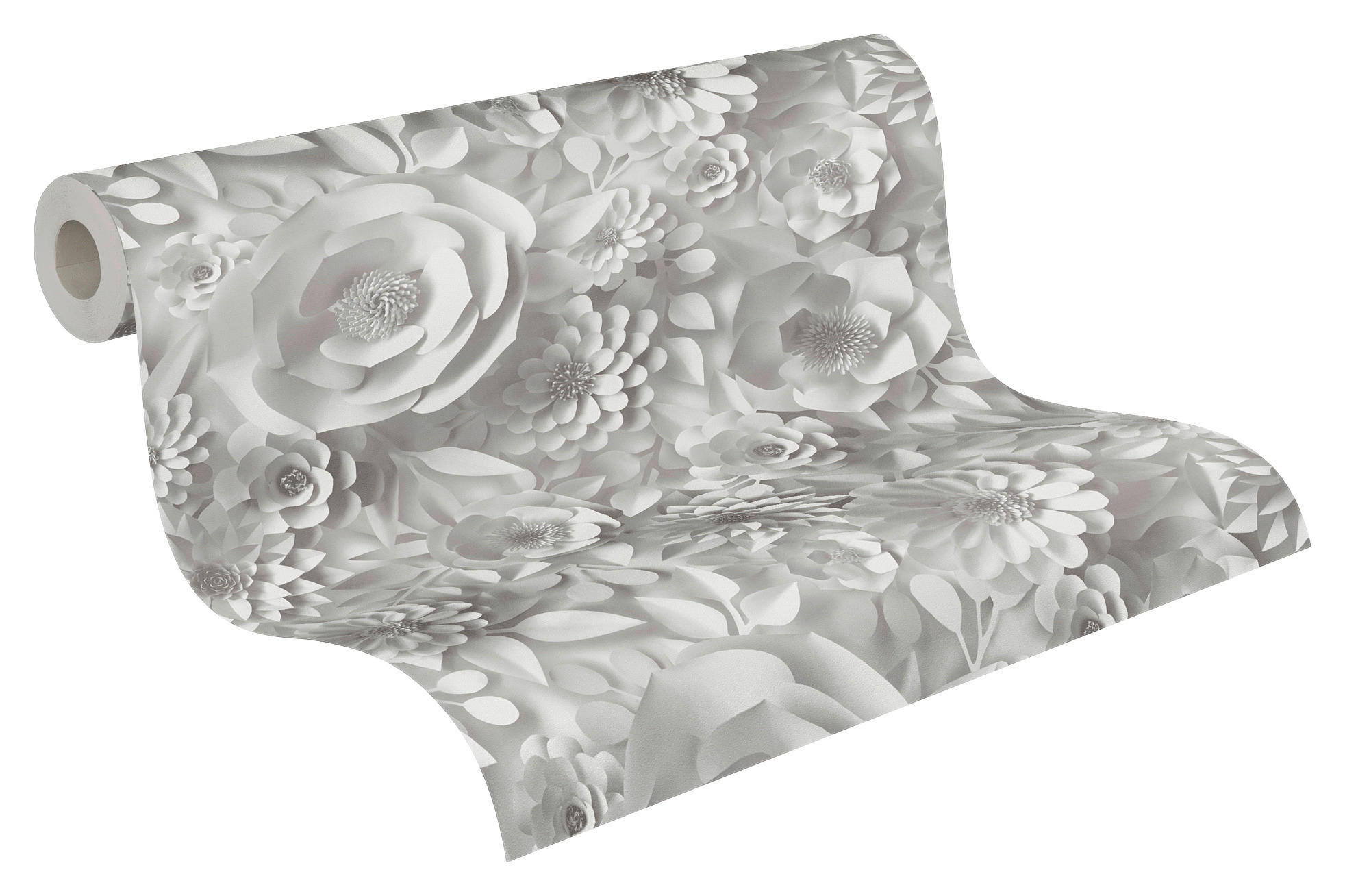 A.S.Creation Vliestapete Floral grau B/H: ca. 0,53x10,05 cm Tapete 3D in Grau - grau (0,53/10,05cm) - A.S.Creation
