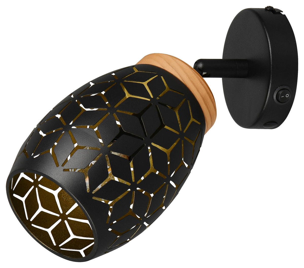 Reality Leuchten Spots schwarz gold Metall B/H: ca. 12x27 cm E14 1 Brennstellen Spot_Bidar_1 - gold/schwarz (12,00/27,00cm) - Reality Leuchten