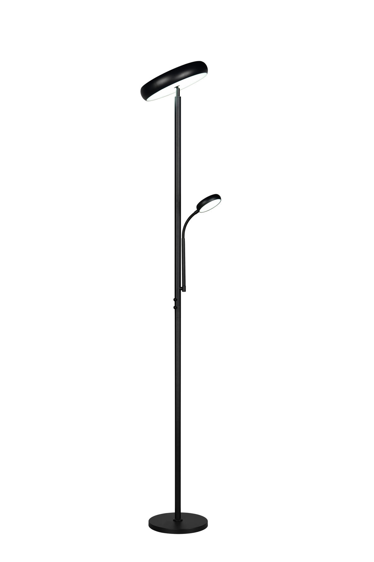 Reality LED Stehleuchte mattschwarz Metall H: ca. 183 cm 1 Brennstellen Palermo - mattschwarz (183,00cm) - Reality