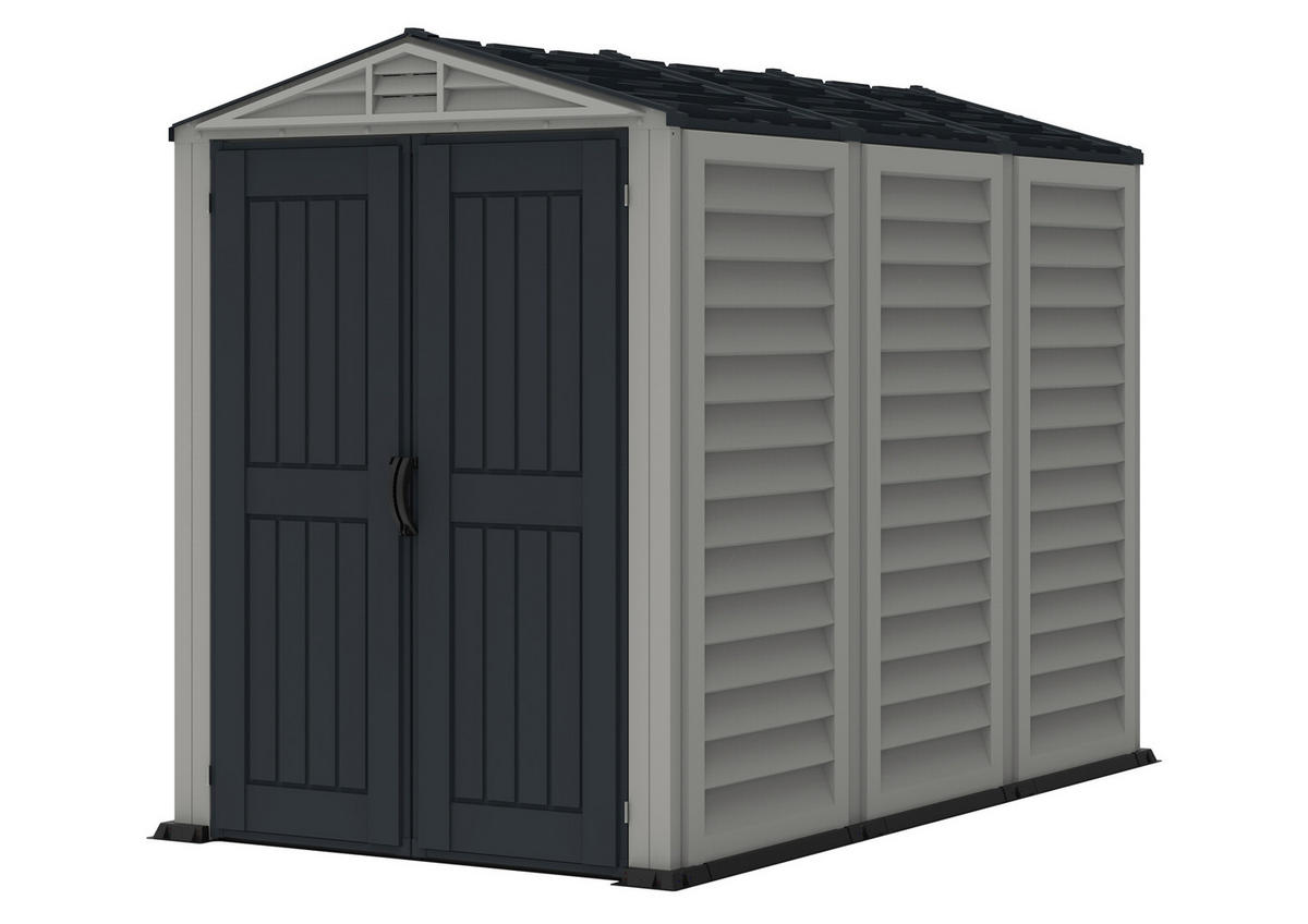 VCM Gerätehaus grau B/H/L: ca. 161x210x250 cm Gerätehaus mit Drehtür - grau (250,00/161,00/210,00cm) - VCM