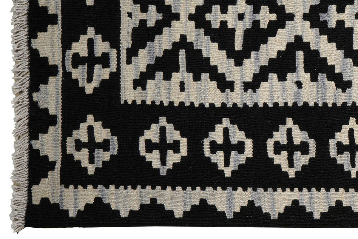 PersaTepp Teppich Kelim Gashgai schwarz B/H/L: ca. 83x1x293 cm Kelim Gashgai - beige/schwarz (293,00/83,00/1,00cm) - PersaTepp