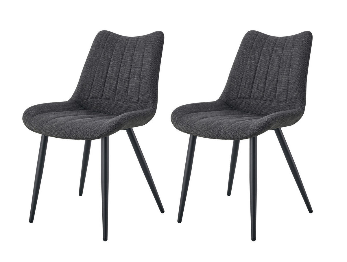 Stuhl LOTTA, 2er Set anthrazit schwarz Webstoff B/H/T: ca. 53x86x59 cm LOTTA, 2er Set - schwarz/anthrazit (53,00/86,00/59,00cm) - xonox.home