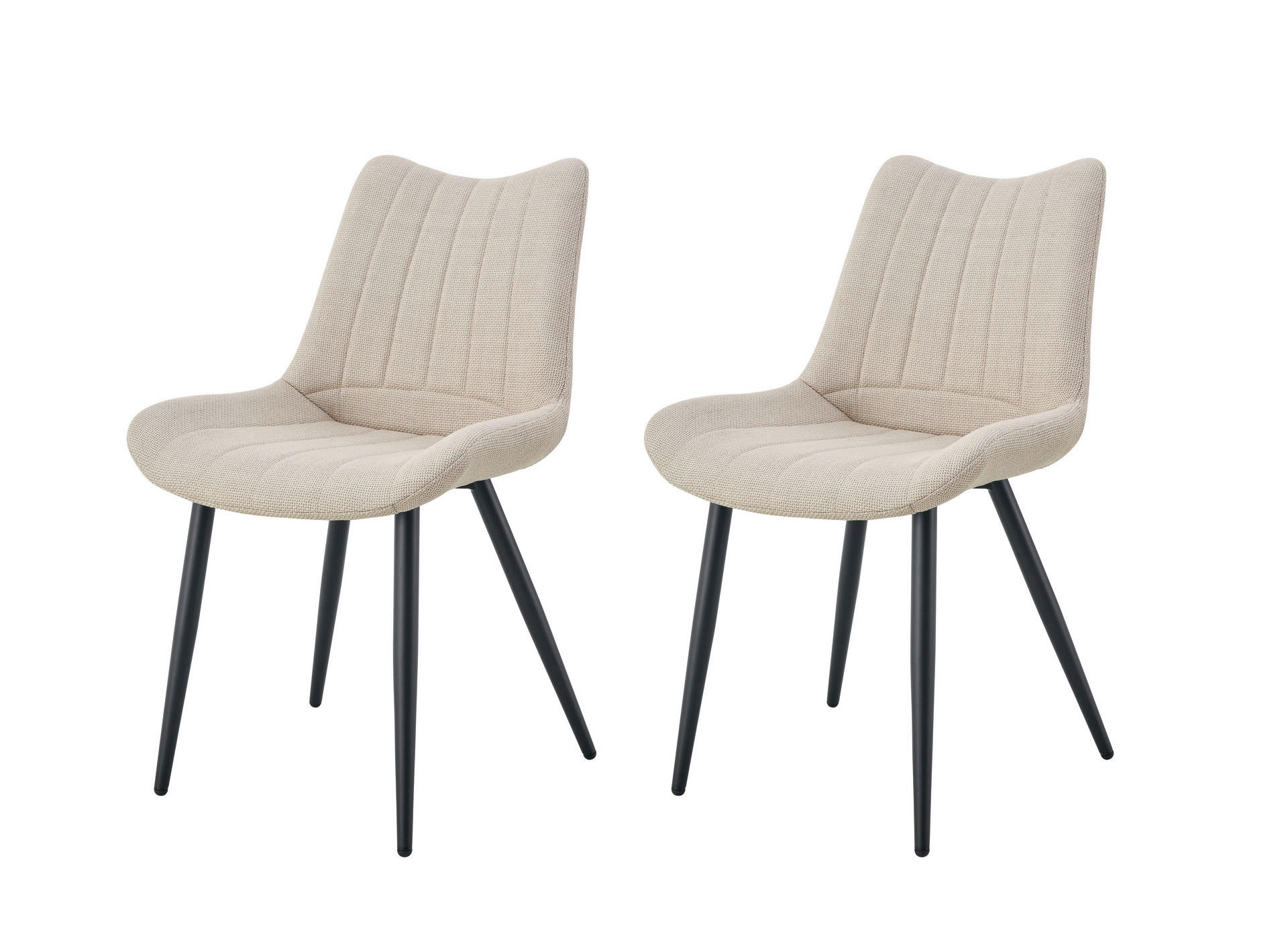 Stuhl LOTTA, 2er Set creme schwarz Webstoff B/H/T: ca. 53x86x59 cm LOTTA, 2er Set - creme/schwarz (53,00/86,00/59,00cm) - xonox.home