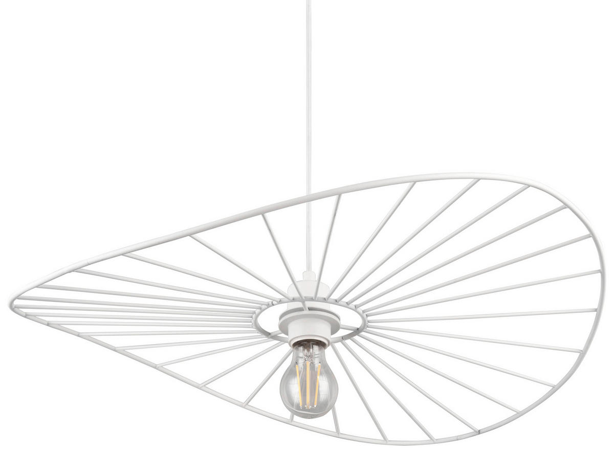 Reality Pendelleuchte R31451031 Chapeau weiß Metall H/D: ca. 150x60 cm E27 1 Brennstellen Chapeau - weiß (60,00/150,00cm) - Reality