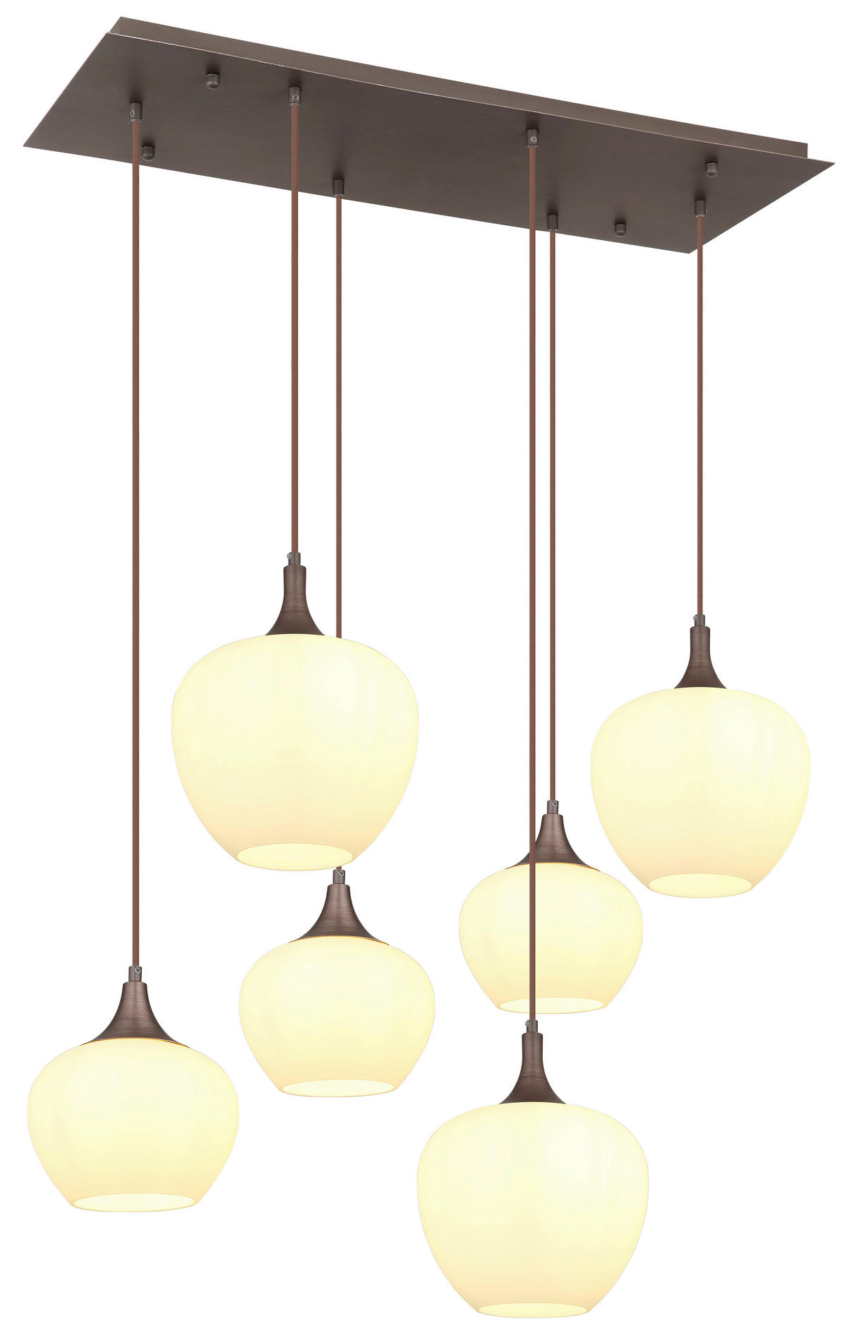 GLOBO Pendelleuchte kaffee Metall B/H/T: ca. 42x120x86 cm E27 6 Brennstellen MAXY - kaffee (42,00/120,00/86,00cm) - GLOBO
