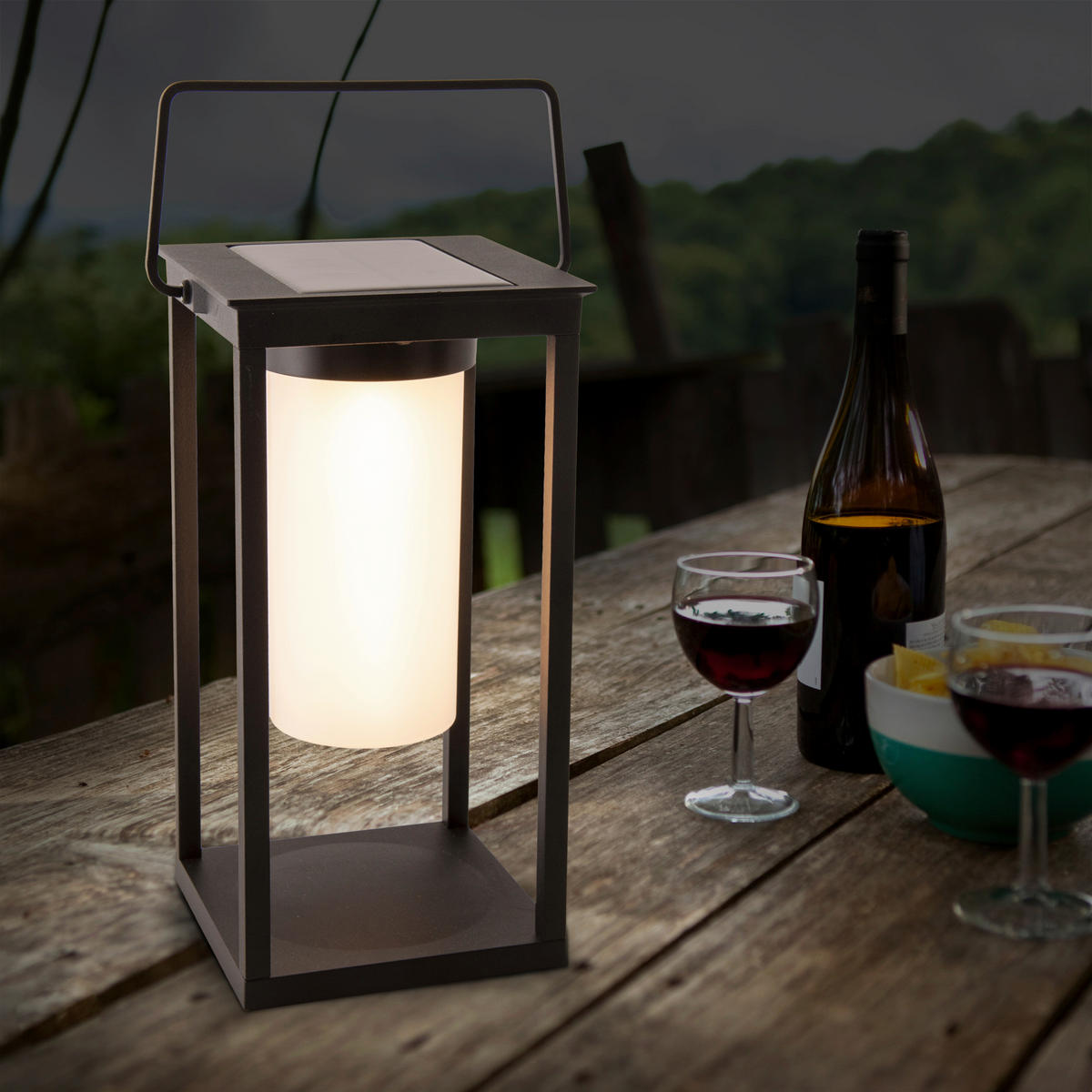 LED-Sockelleuchte 3180922 schwarz Aluminium Kunststoff B/H/L: ca. 14,5x28x14,5 cm LED Camping-/Sockelleuchte h: 28cm - schwarz (14,50/14,50/28,00cm) - Näve Leuchten