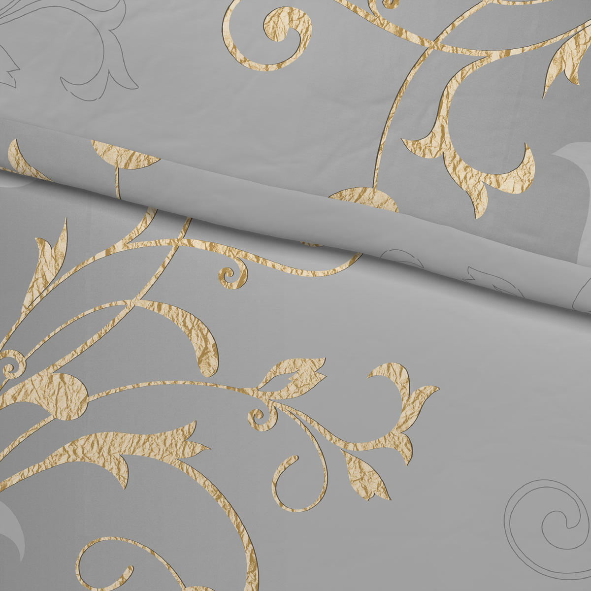 Baumwoll Bettwäsche Renforce Bettwäsche_Renforce_Ritana 200x200 - gold/grau (200,00/200,00cm) - beau rêve