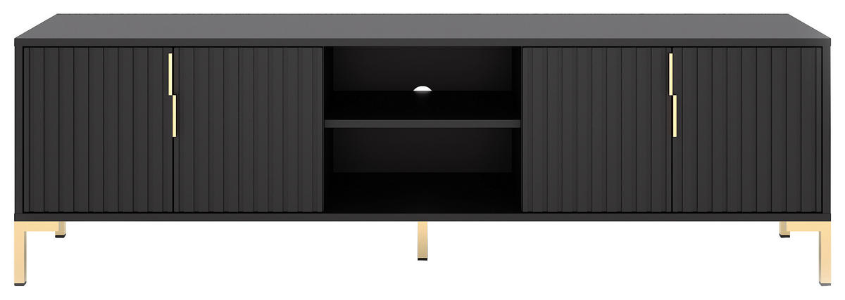 TV-Lowboard FLINN schwarz matt gold Optik B/H/T: ca. 165x50x40 cm FLINN - gold/schwarz (165,00/50,00/40,00cm) - WIPMEB