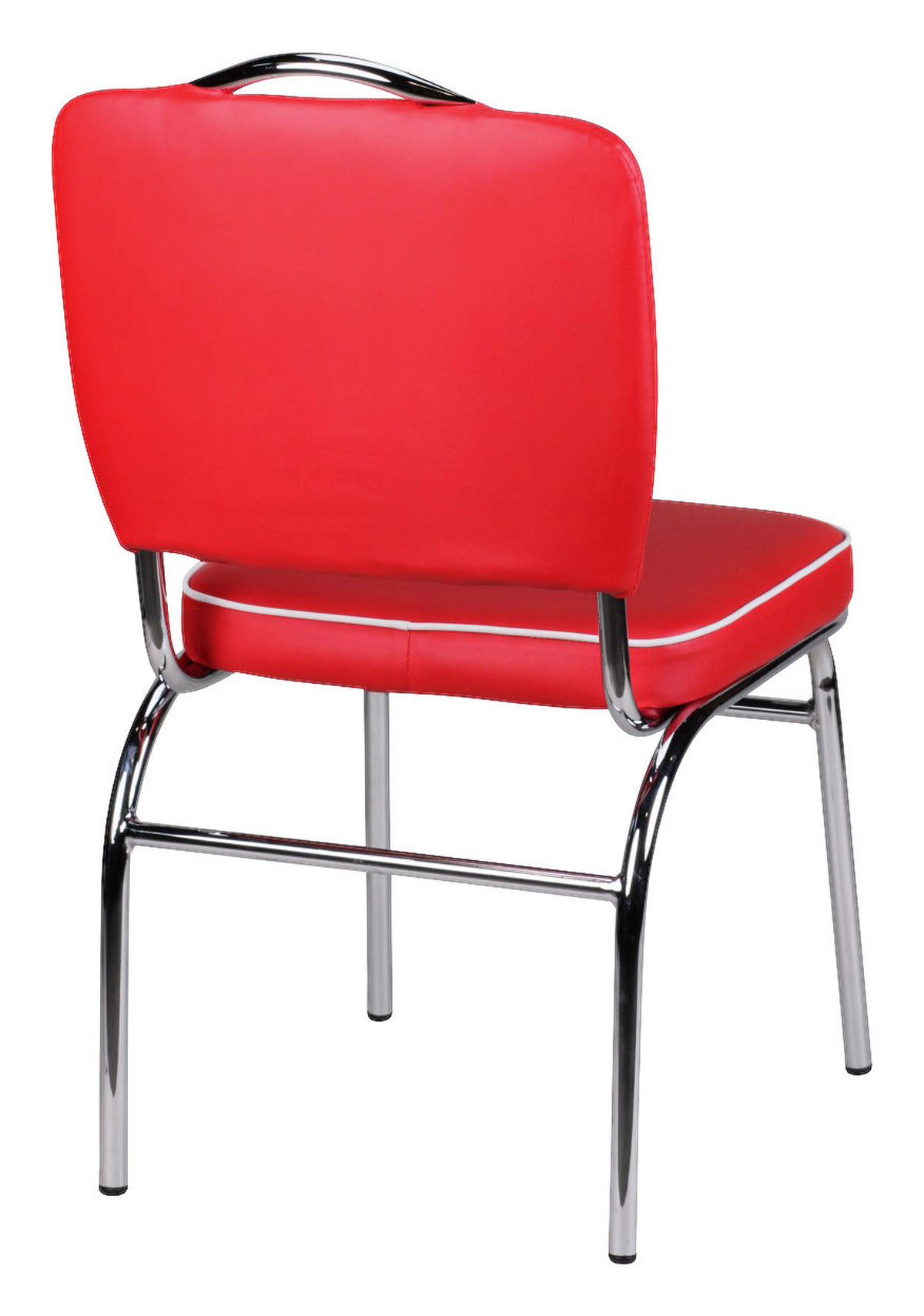 Stuhl rot weiß Chrom Kunstleder Kunstleder Metall B/H/T: ca. 47x90x45 cm American Diner Esszimmerstuhl - weiß/rot (47,00/90,00/45,00cm) - Wohnling