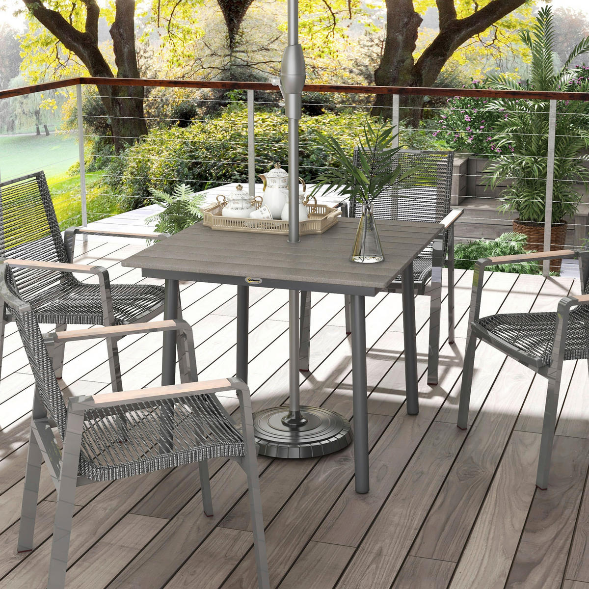Outsunny Gartentisch dunkelgrau Aluminium B/H/L: ca. 90x75x90 cm Gartentisch - dunkelgrau (90,00/90,00/75,00cm) - Outsunny