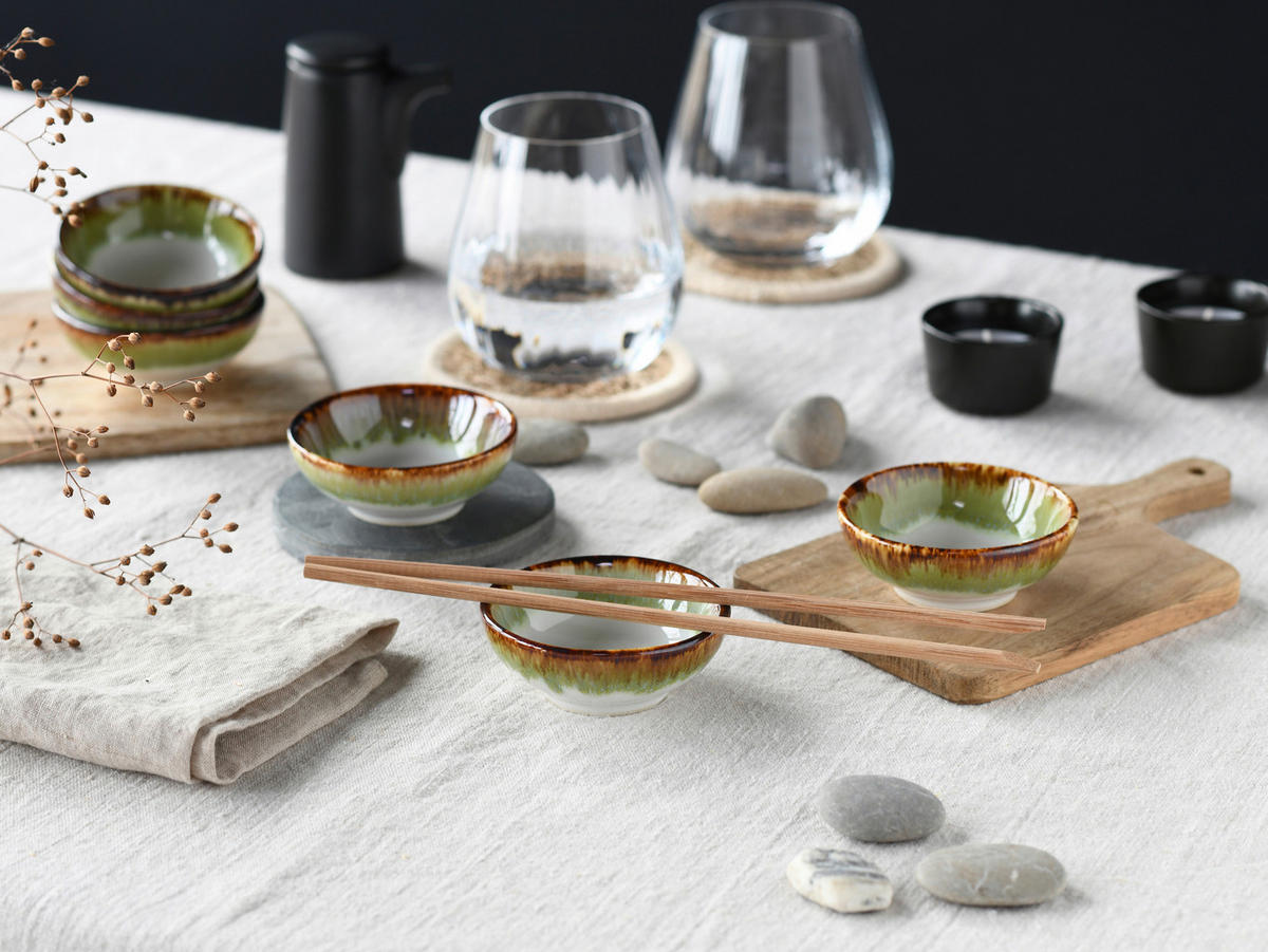 CreaTable Dipschalen-Set Cascade grün Steinzeug Cascade - grün - CreaTable