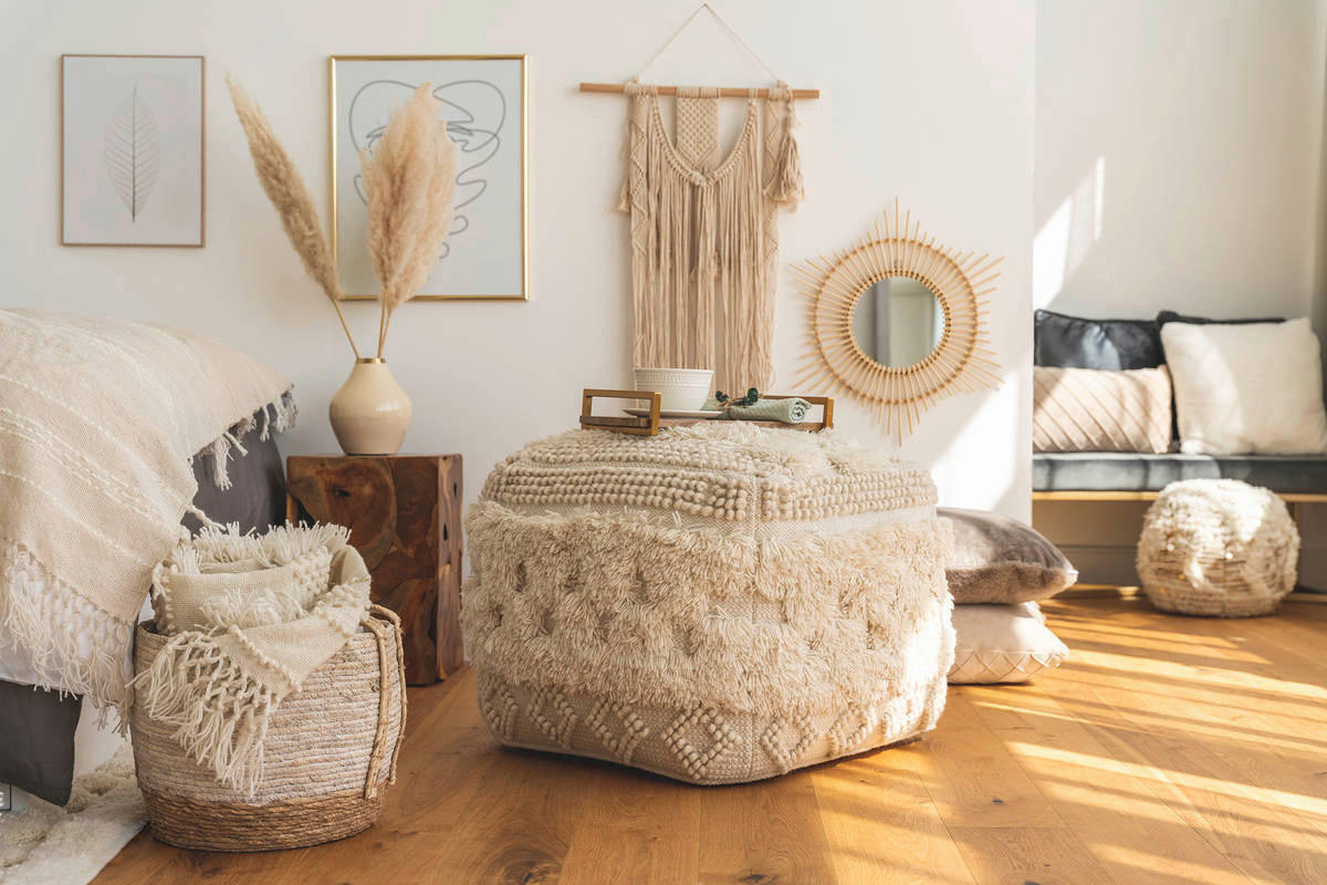 360 Living Hocker Bohist 100 natur B/H/T: ca. 50x45x50 cm Bohist 100 - natur (50,00/45,00/50,00cm) - 360 Living