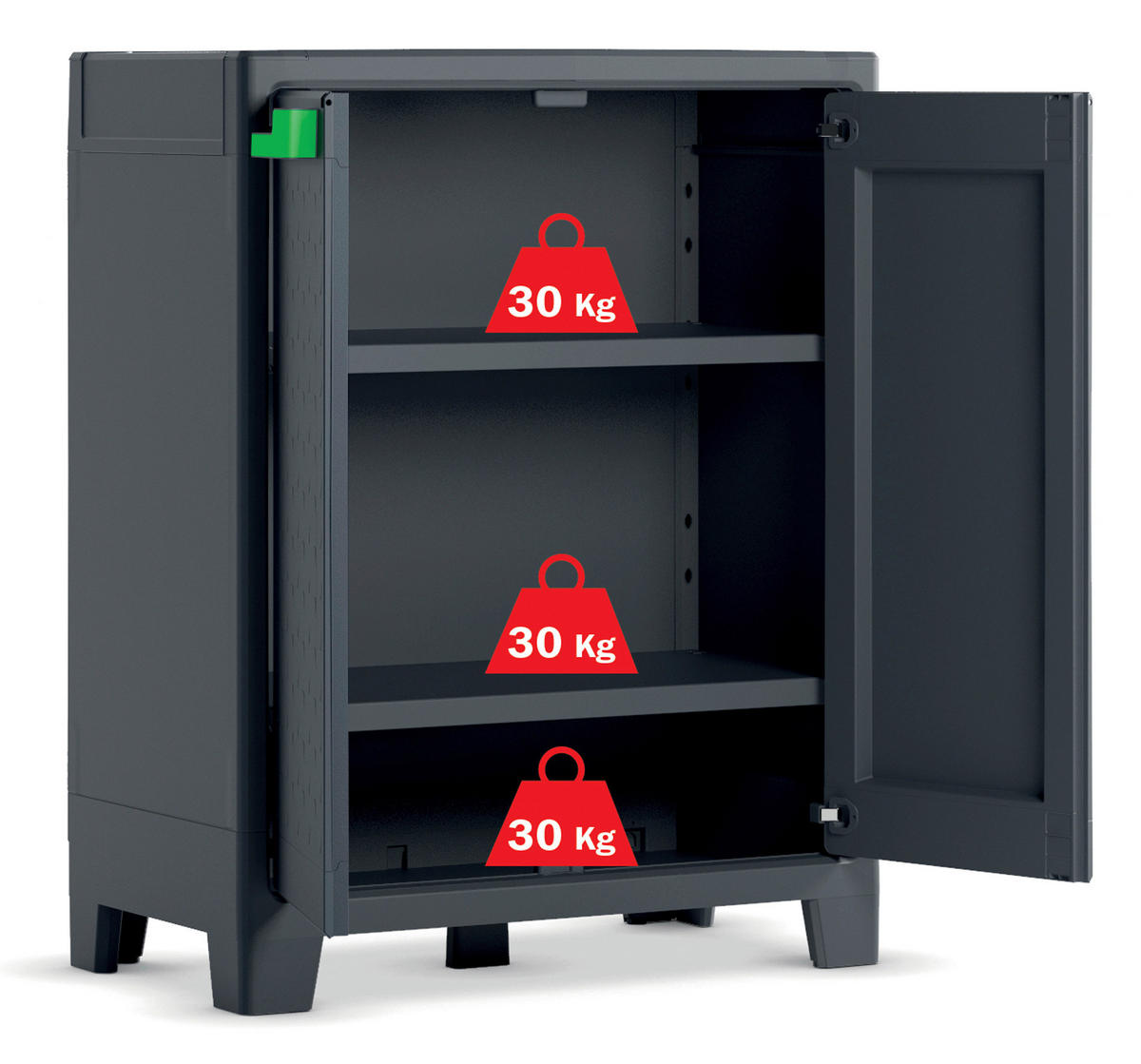 Keter Kunststoffschrank Moby grau Kunststoff B/H/T: ca. 80x100x44 cm Moby - anthrazit/grün (80,00/100,00/44,00cm) - Keter