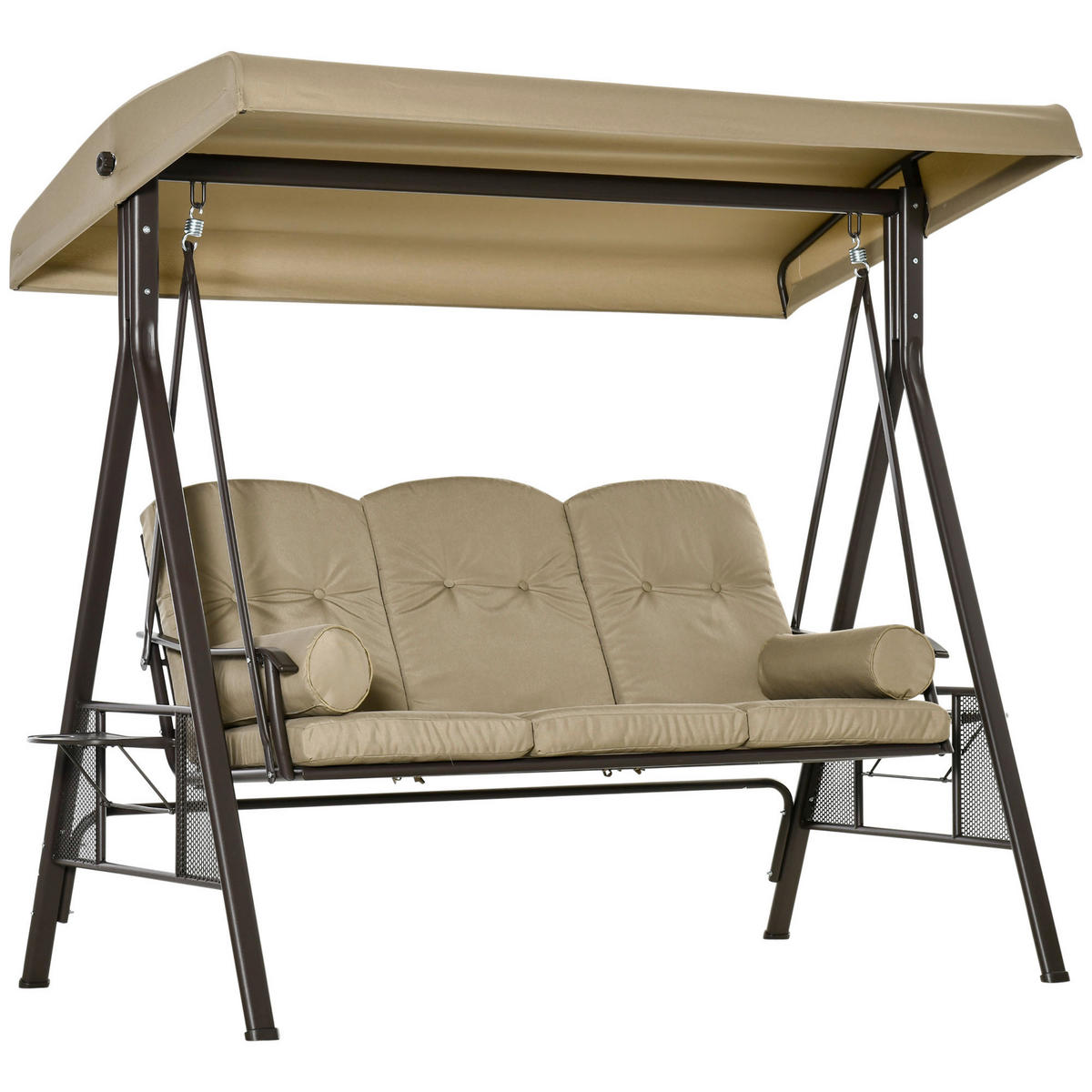 Outsunny Hollywoodschaukel khaki Polyester B/H/L: ca. 206x183x116 cm Hollywoodschaukel - khaki (116,00/206,00/183,00cm) - Outsunny
