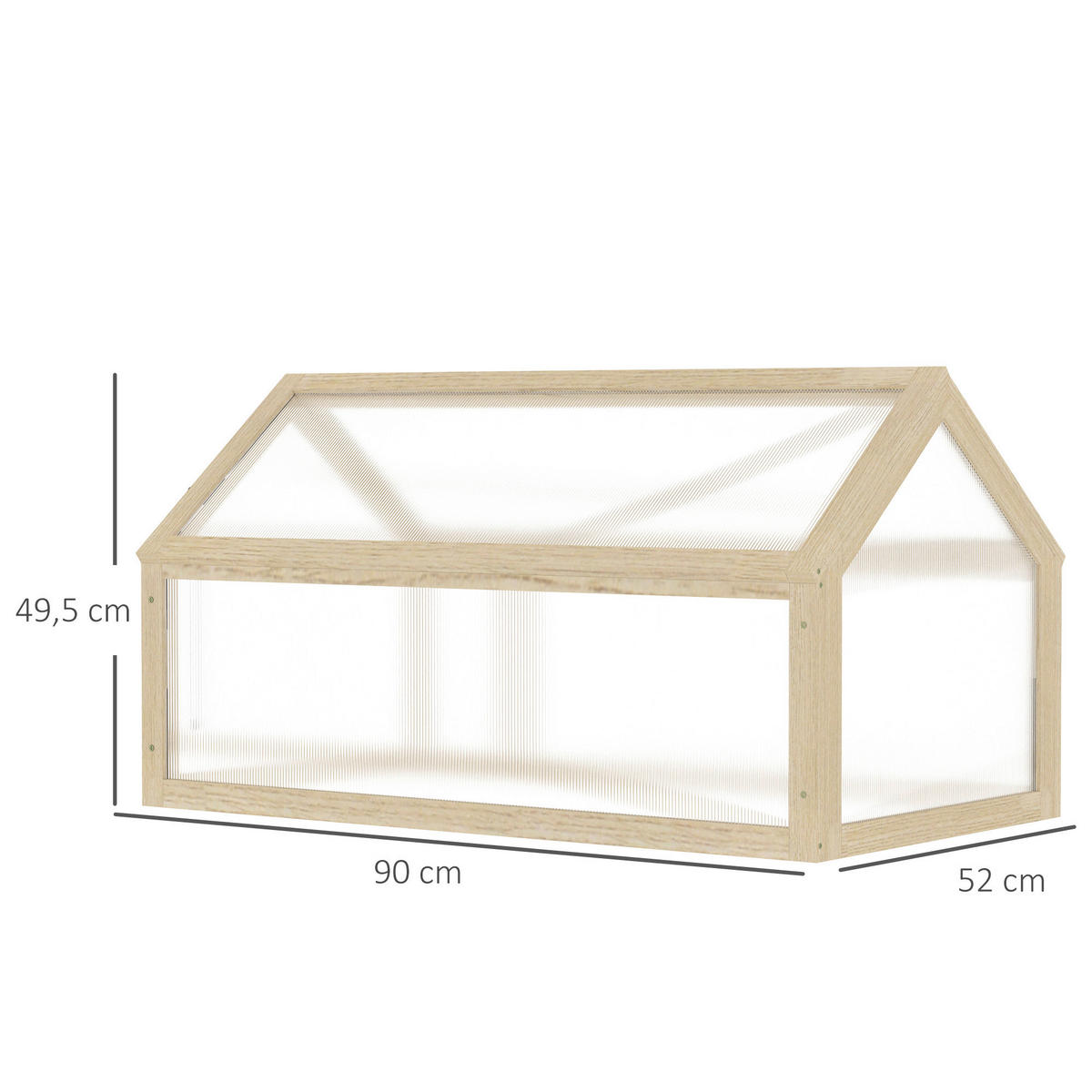 Outsunny Gewächshaus B/H/L: ca. 52x49,5x90 cm Gewächshaus - natur (90,00/52,00/49,50cm) - Outsunny