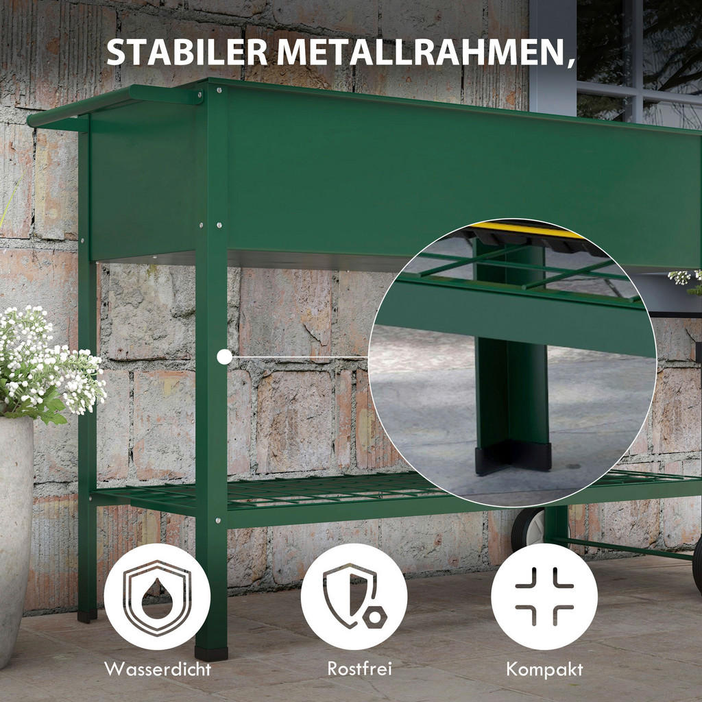 Thumbnail - Outsunny Hochbeet grün Edelstahl B/H/L: ca. 44x109x80 cm