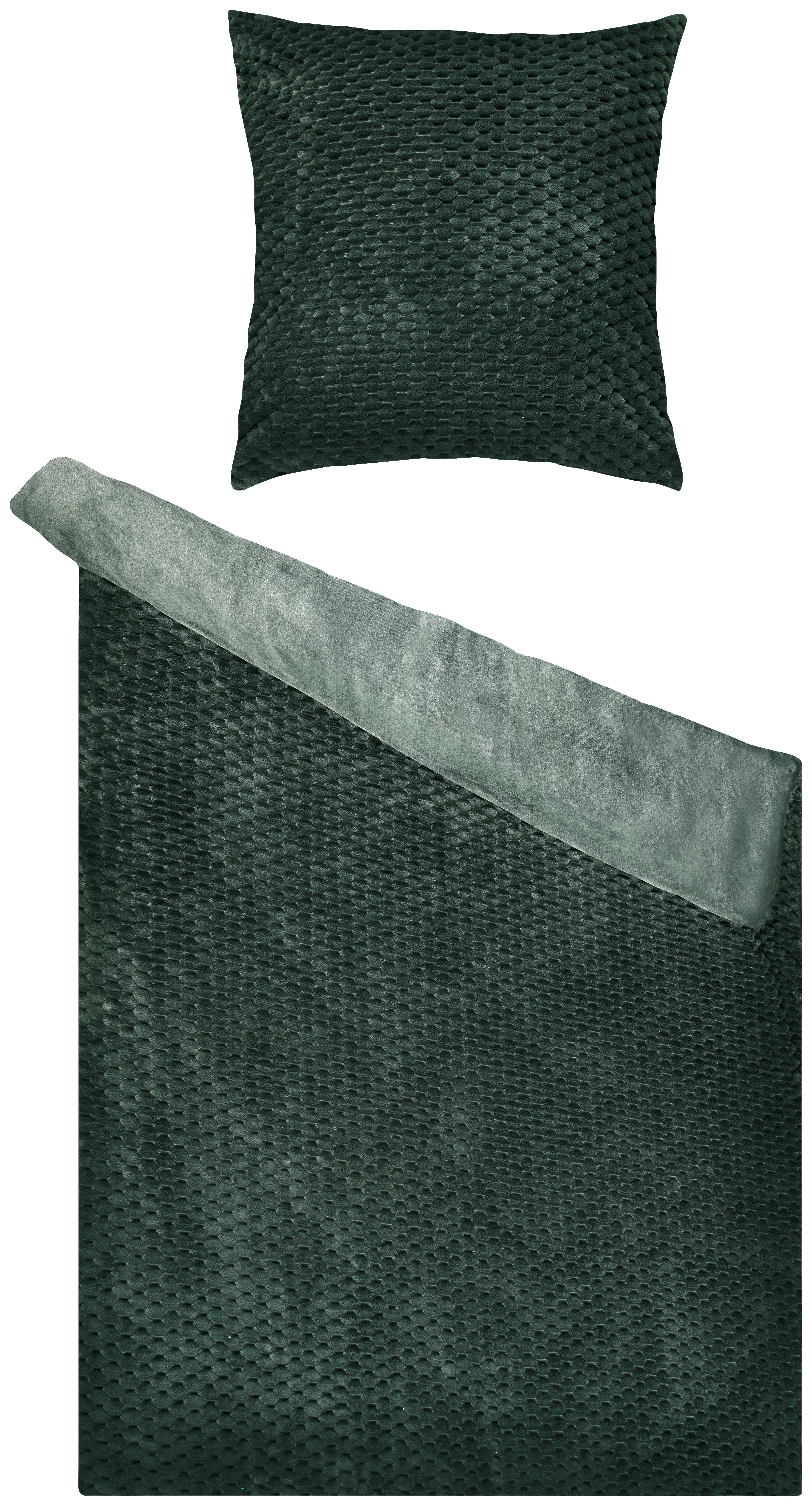 Microfaser Bettwäsche Cashmere touch Bettwäsche_Cashmere Wabe d.grün - dunkelgrün (135,00/200,00cm)