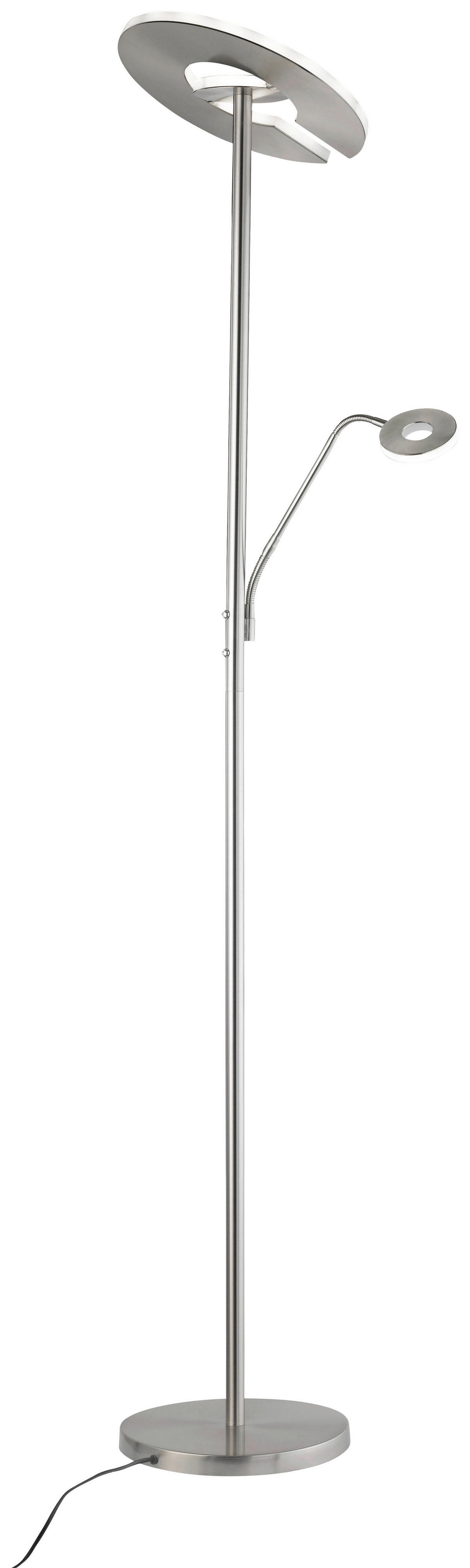 Fischer & Honsel LED-Stehleuchte 40317 nickel matt Chrom Metall H/D: ca. 180x35 cm 1 Brennstellen Dent - nickel matt/Chrom (35,00/180,00cm) - Fischer & Honsel