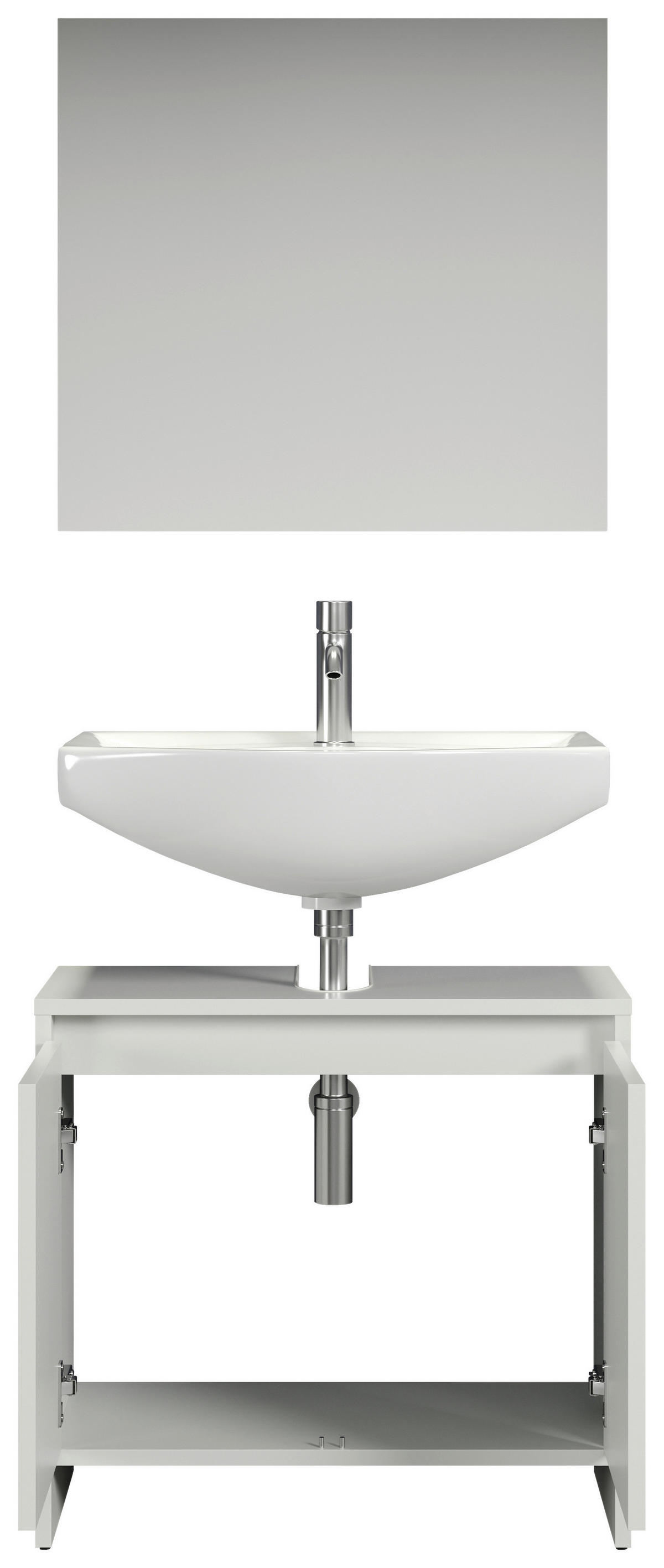 Badezimmer-Set Basix weiß matt grau B/H/T: ca. 60x164x28 cm Basix - weiß/grau (60,00/164,00/28,00cm) - Trendteam