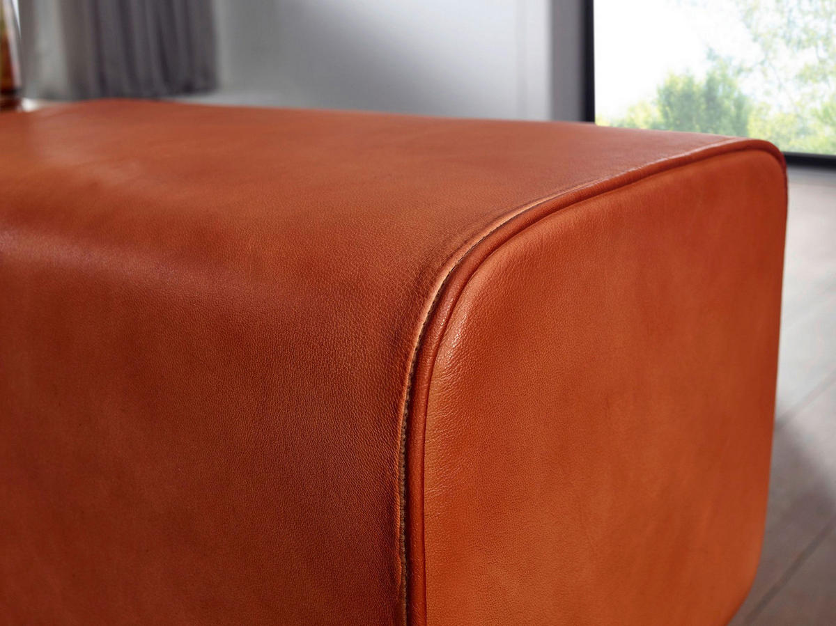 Wohnling Sitzbank braun natur Leder Echtholz B/H/T: ca. 120x56x30 cm Sitzbank - braun/natur (120,00/56,00/30,00cm) - Wohnling