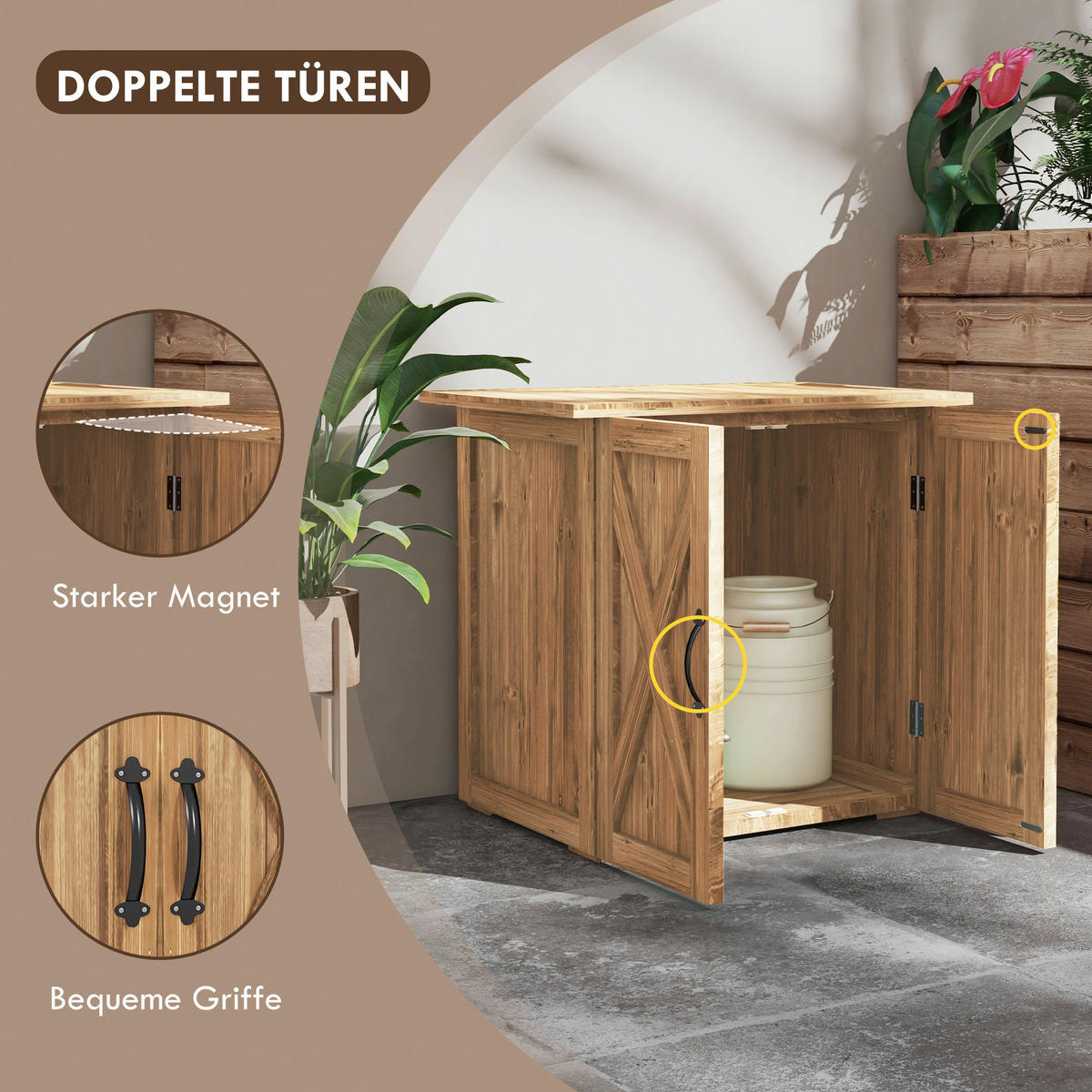 Outsunny Gartenschuppen braun Holz B/H/L: ca. 55x72x77 cm Gartenschuppen - braun (77,00/55,00/72,00cm) - Outsunny