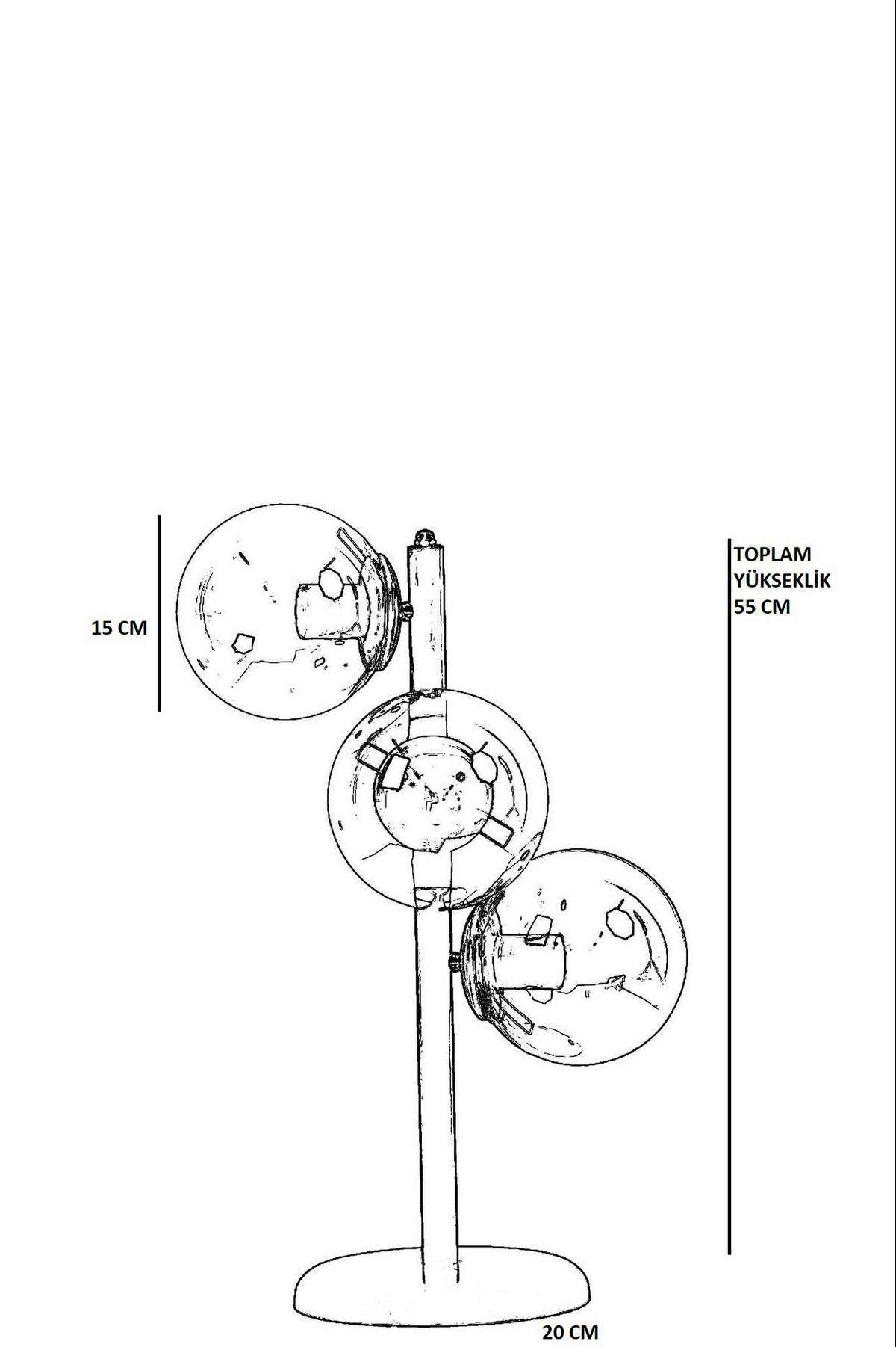 Opviq Tischleuchte schwarz Metall Glas B/H/L: ca. 20x55x20 cm E27 3 Brennstellen Tischleuchte_8730-3 - schwarz (20,00/20,00/55,00cm) - Opviq