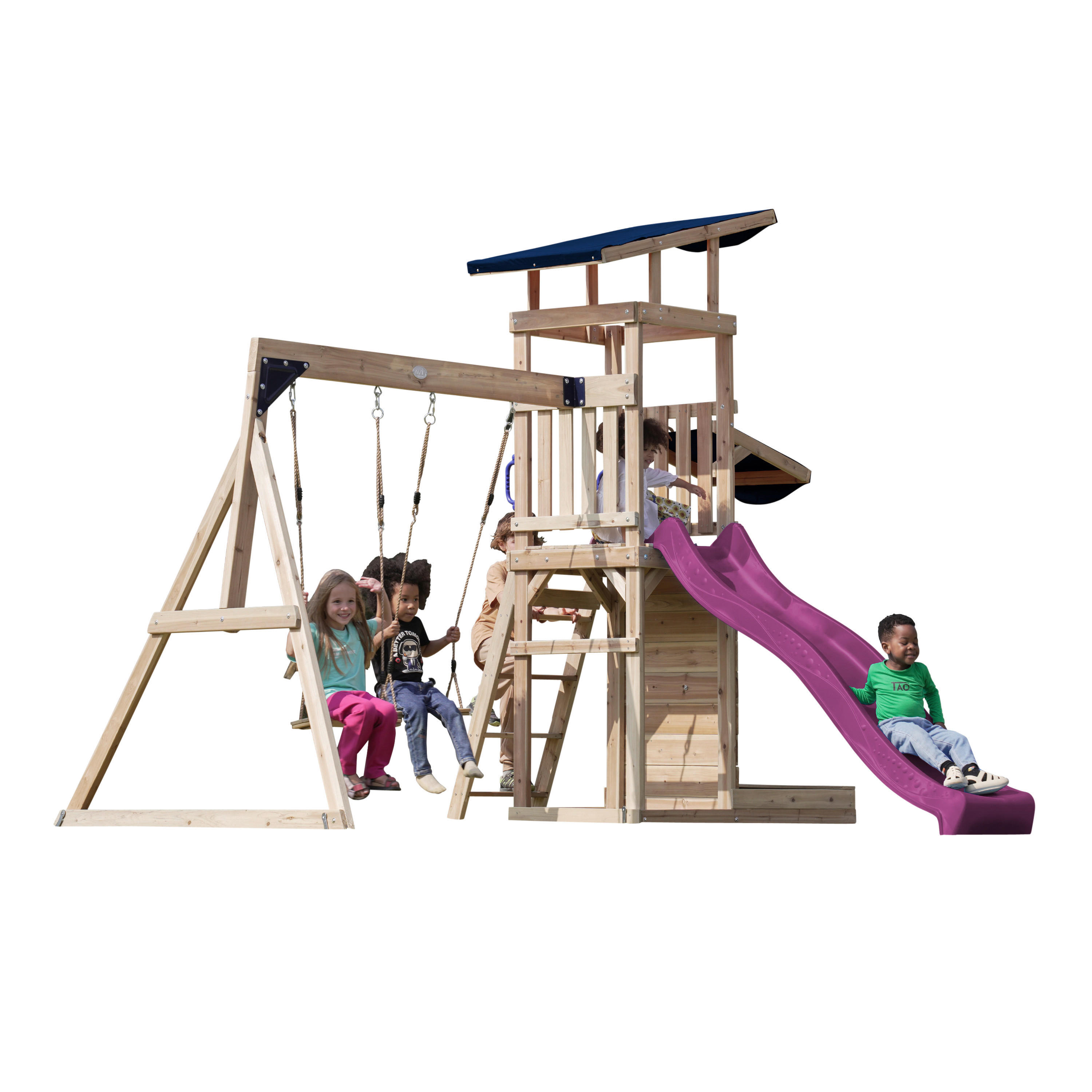AXI Spielturm Malik braun B/H/L: ca. 345x270x336 cm Malik - lila/braun (336,00/345,00/270,00cm) - AXI