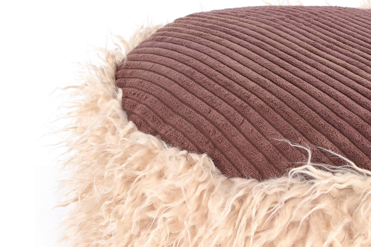 360 Living Hocker Bobtail 100 beige braun Kord Kunstfell Styropor H/D: ca. 38x45 cm Bobtail 100 - beige/braun (45,00/38,00cm) - 360 Living