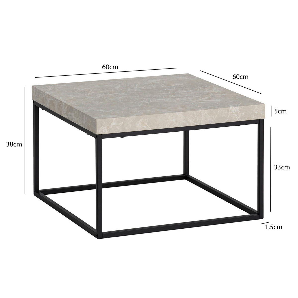 Couchtisch Sandgrau B/H/T: ca. 60x38x60 cm Couchtisch - Sandgrau (60,00/38,00/60,00cm) - Wohnling