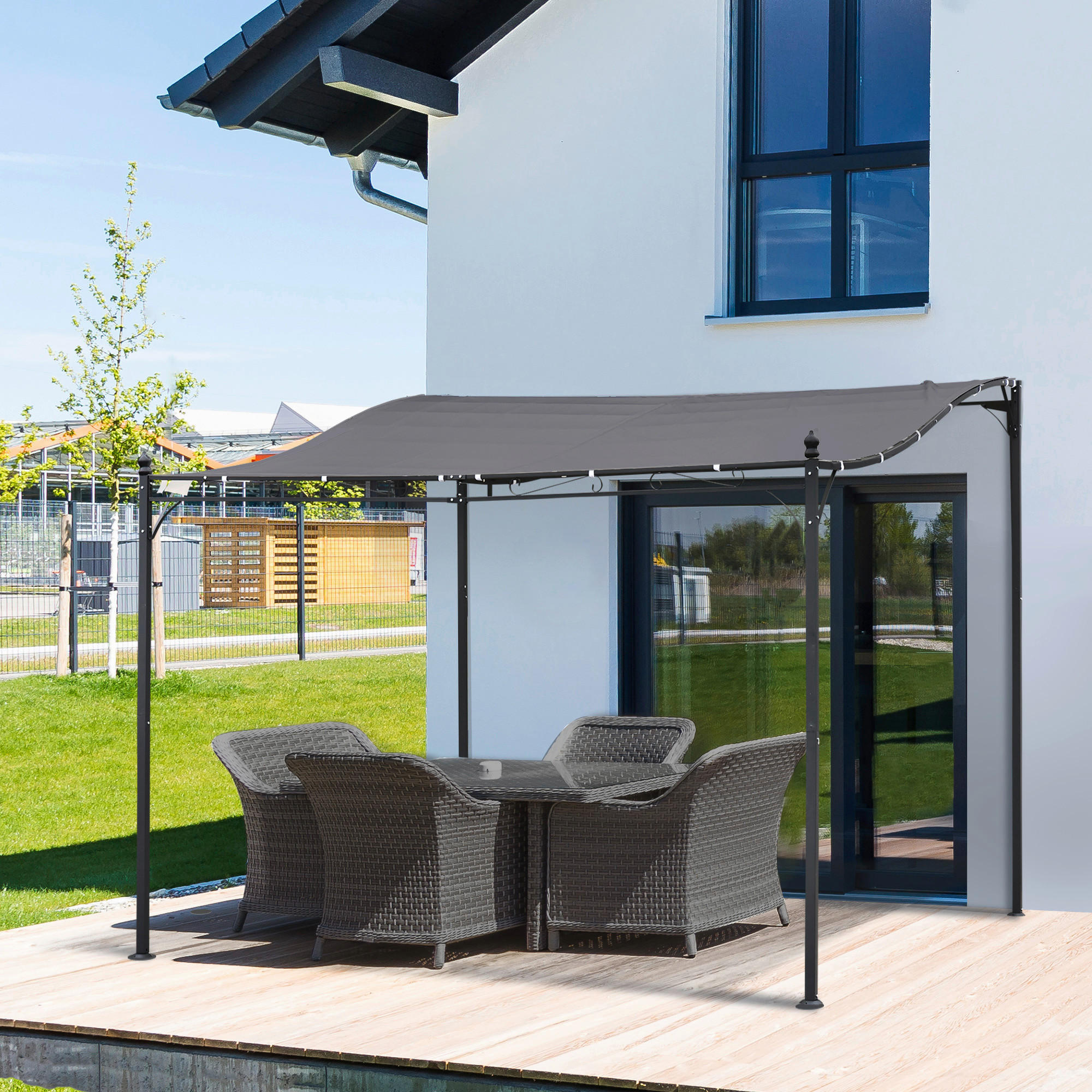 Outsunny Gartenpavillon grauschwarz Metall B/L: ca. 297x297 cm Gartenpavillon - grauschwarz (297,00/297,00cm) - Outsunny