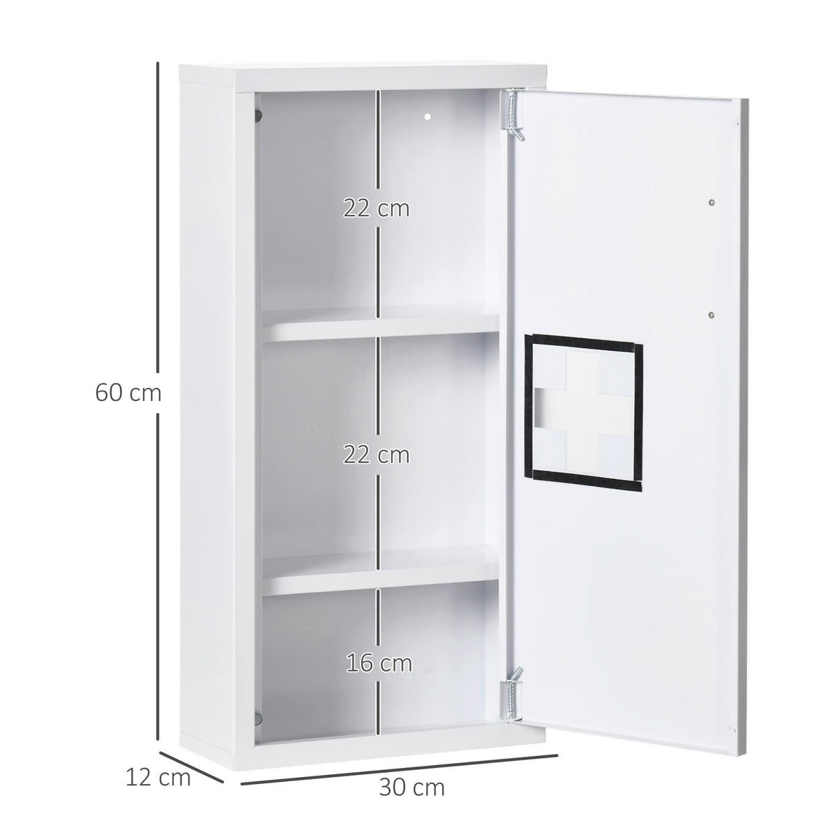 kleankin Medizinschrank weiß Edelstahl B/H/L: ca. 12x30x60 cm Medizinschrank - weiß (60,00/12,00/30,00cm) - kleankin