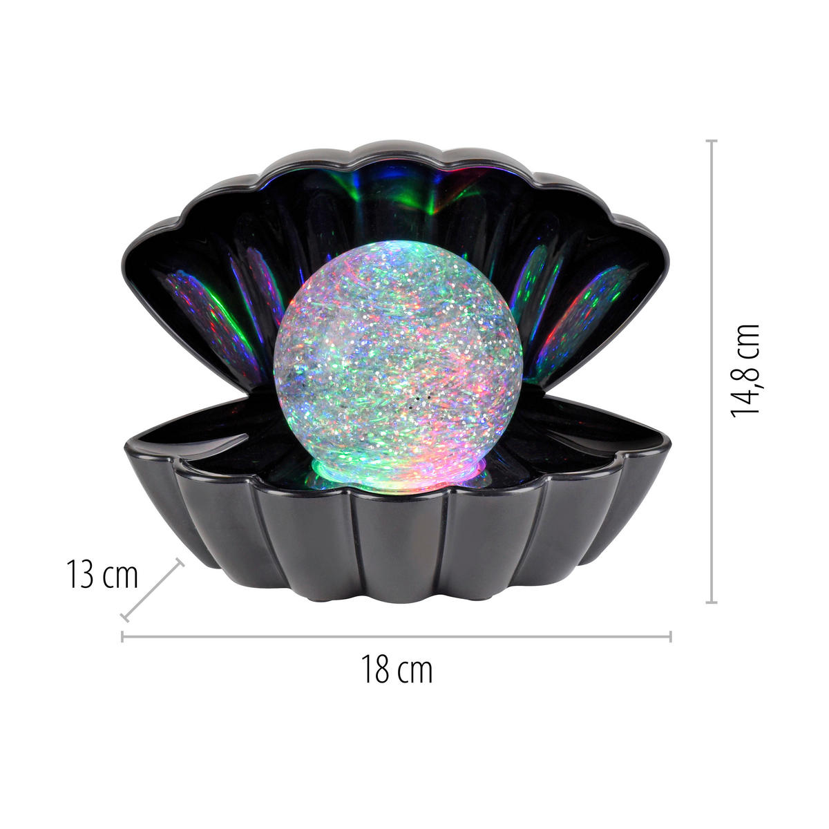 Just Light LED-Dekoleuchte schwarz Kunststoff B/H/D: ca. 18x13x14,8 cm LED-Dekoleuchte_Muschel - schwarz (14,80/13,00cm) - Just Light