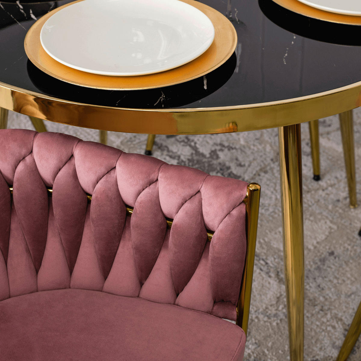 Stuhl CAPRI rosé Velourstoff B/H/T: ca. 65x73x54 cm CAPRI - rosé (65,00/73,00/54,00cm) - WIPMEB