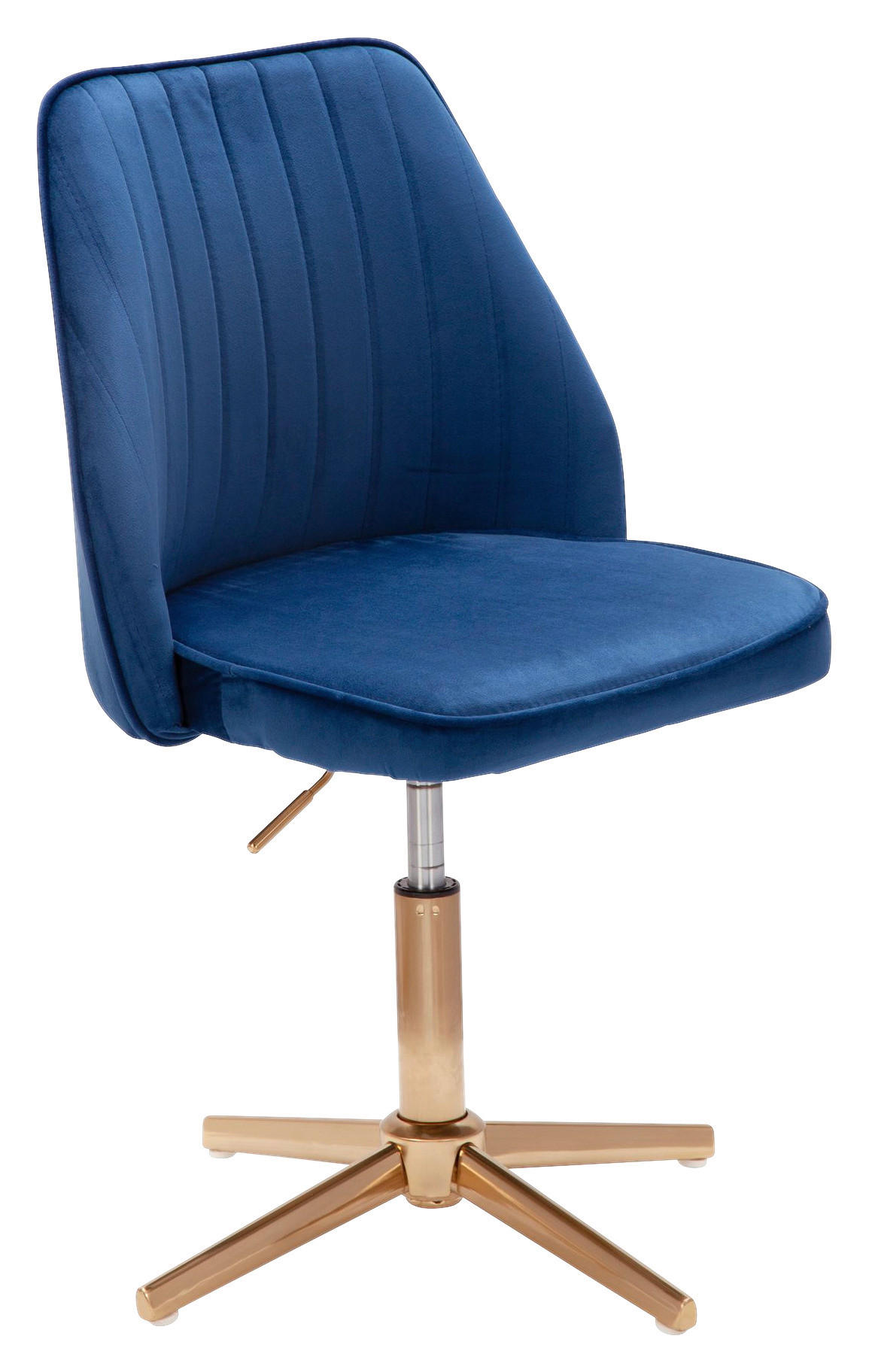 Drehstuhl blau Samt Eisen Drehstuhl - blau (47,00/100,00/46,00cm) - Wohnling