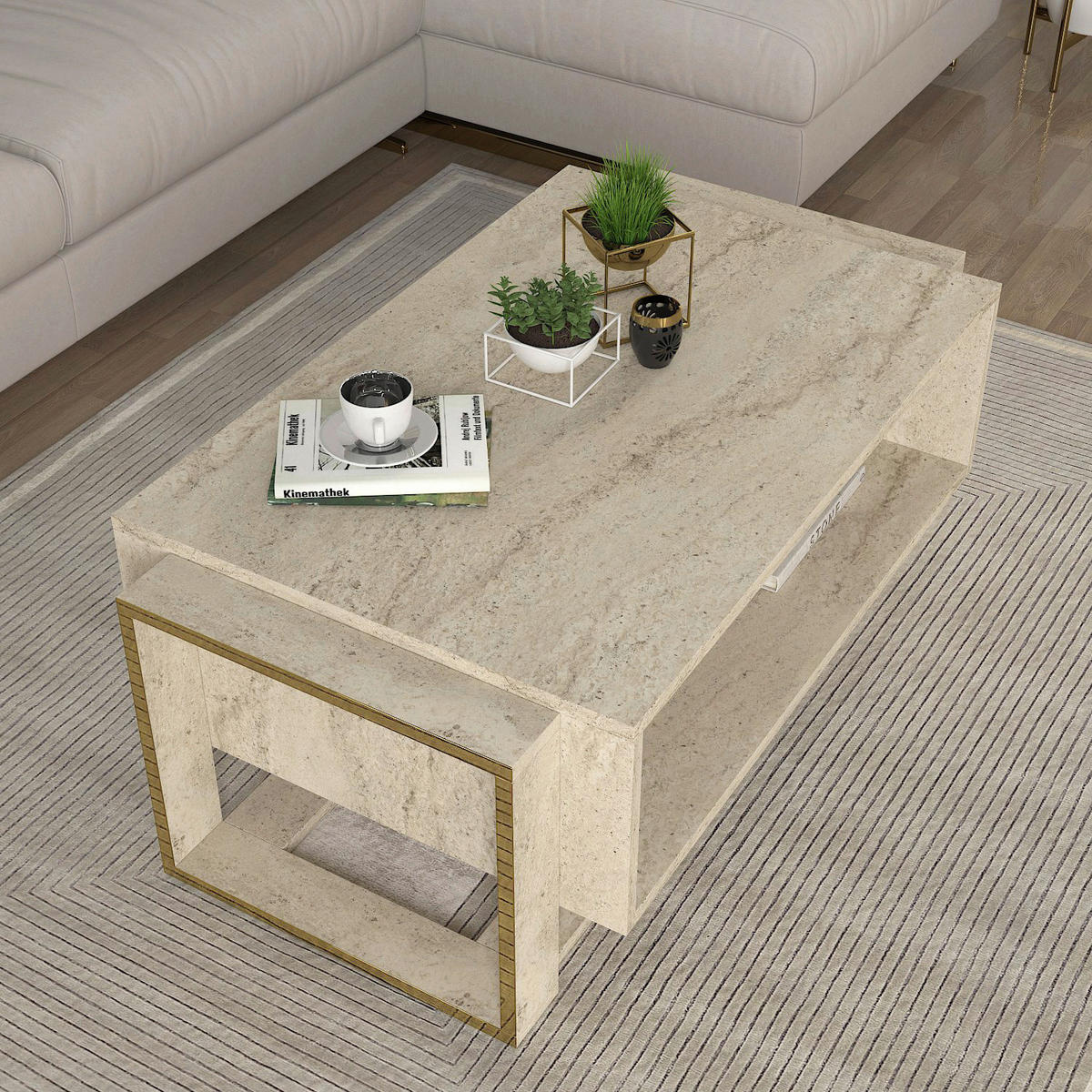 Couchtisch Bianco beige B/H/T: ca. 107x41x60 cm Bianco - beige (107,00/41,00/60,00cm) - moebel17
